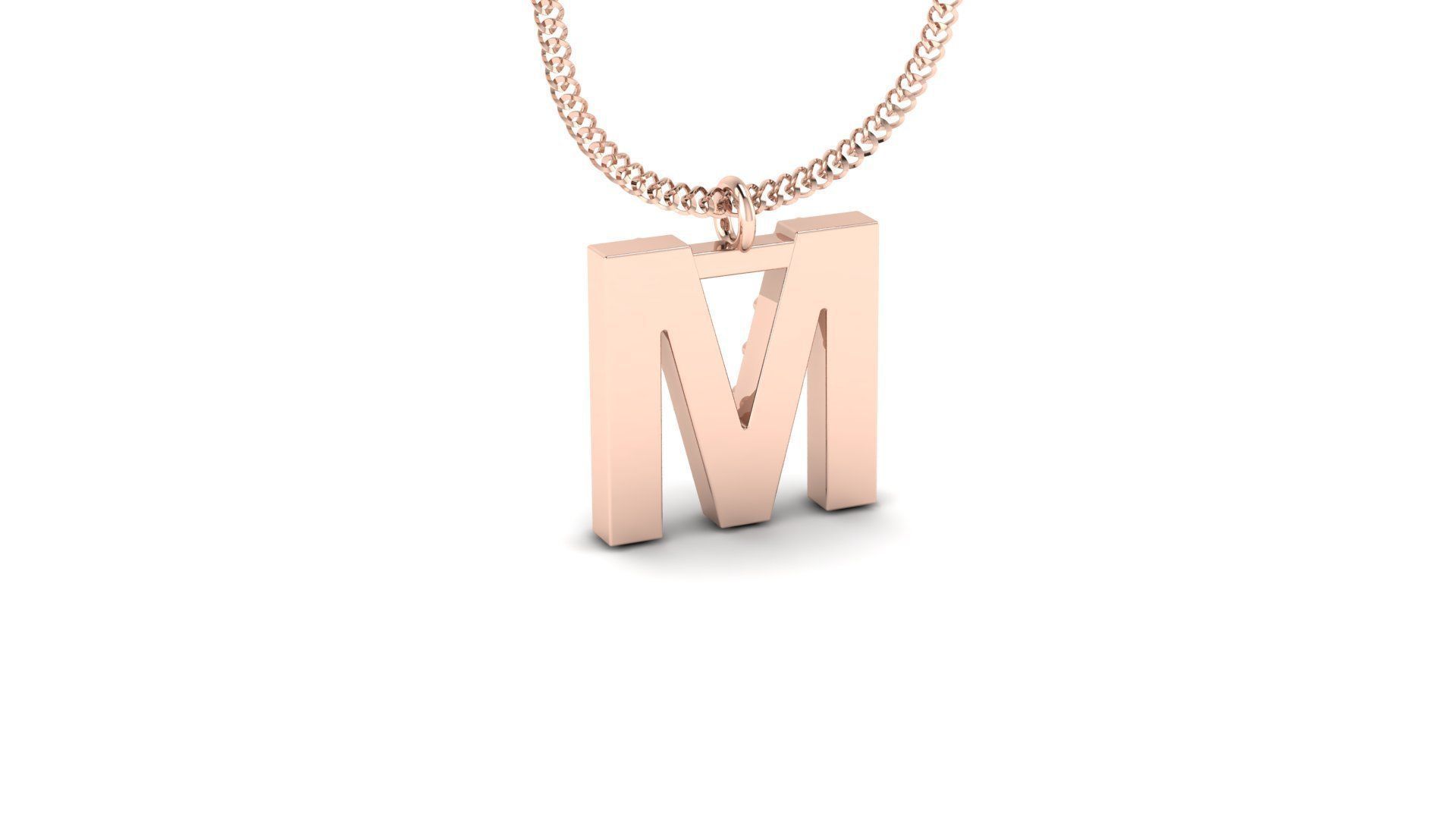 Diamond Alphabet Pendant M 3D print model_8