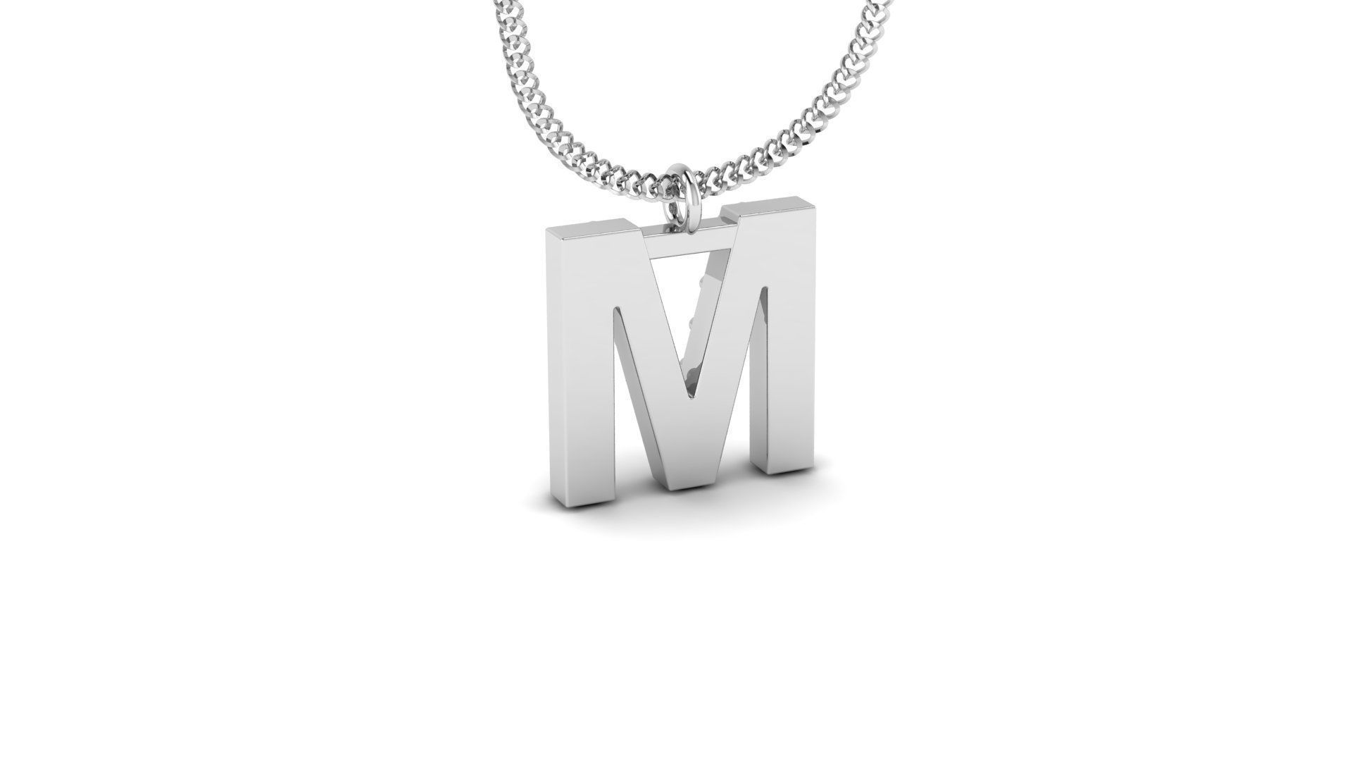 Diamond Alphabet Pendant M 3D print model_14