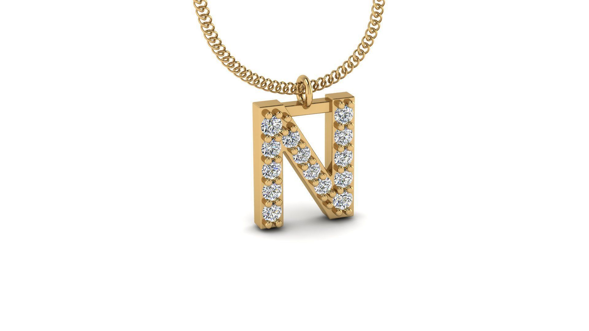 Diamond Alphabet Pendant N 3D print model_15