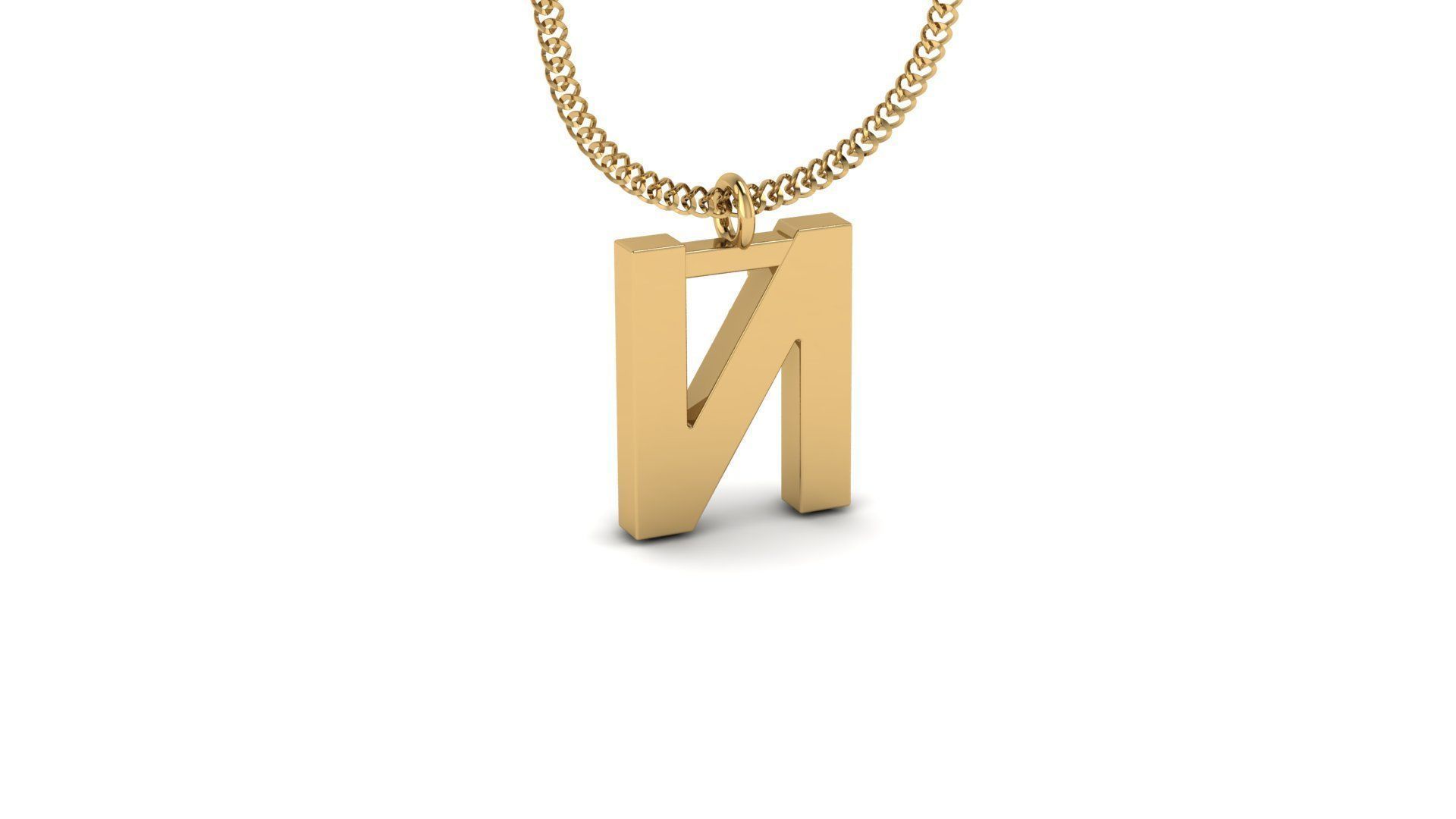Diamond Alphabet Pendant N 3D print model_18