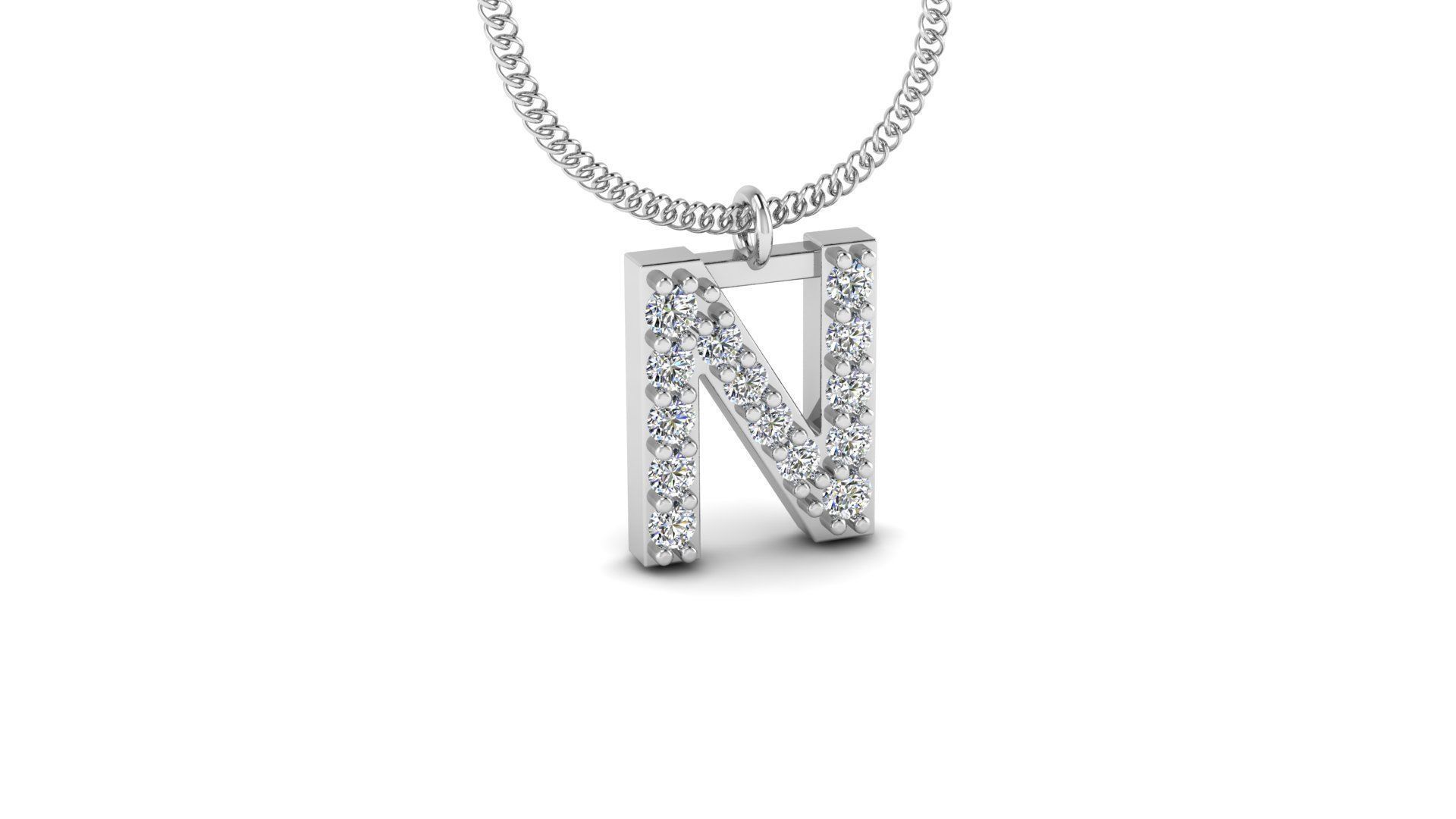 Diamond Alphabet Pendant N 3D print model_11