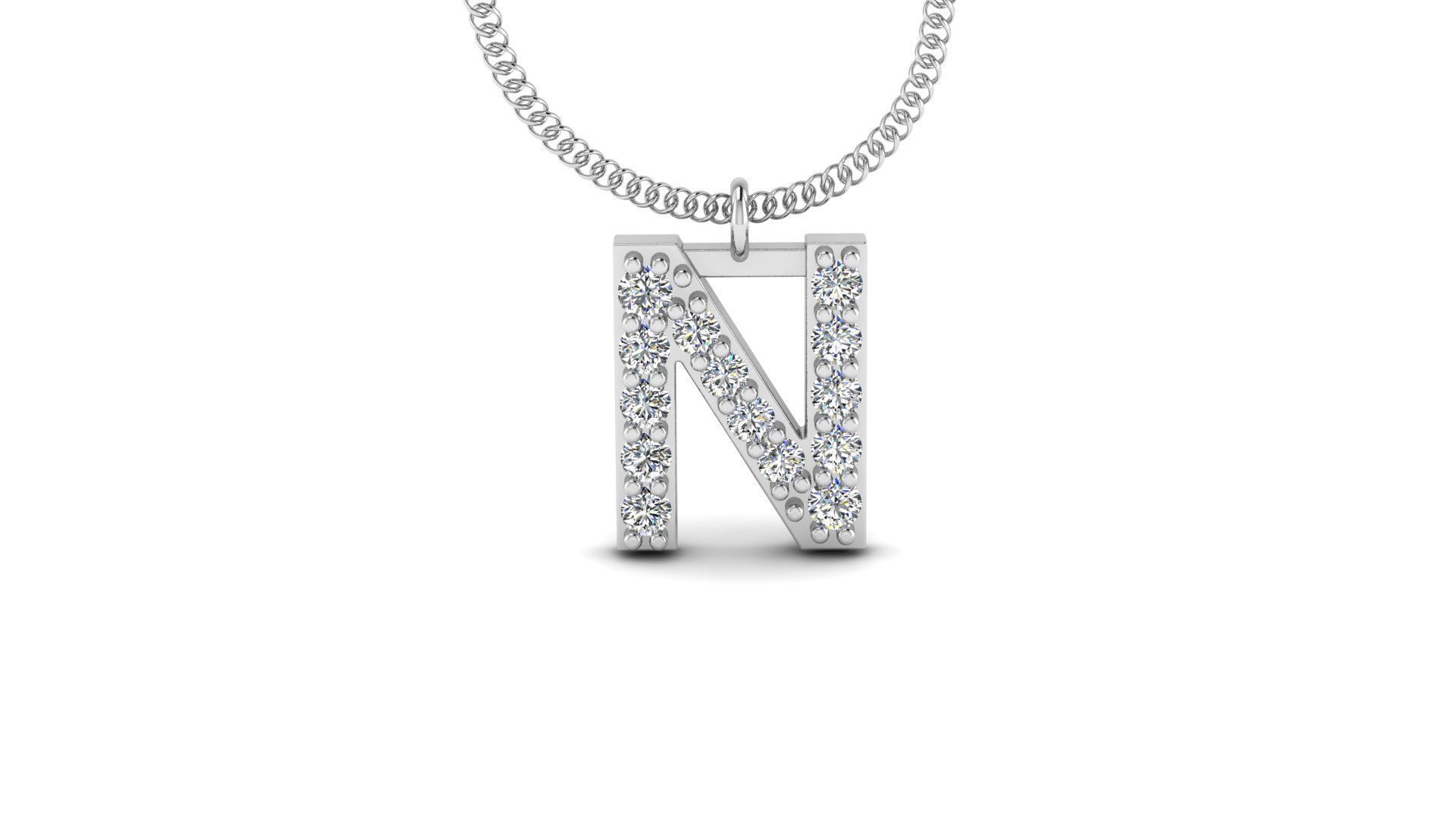 Diamond Alphabet Pendant N 3D print model_8