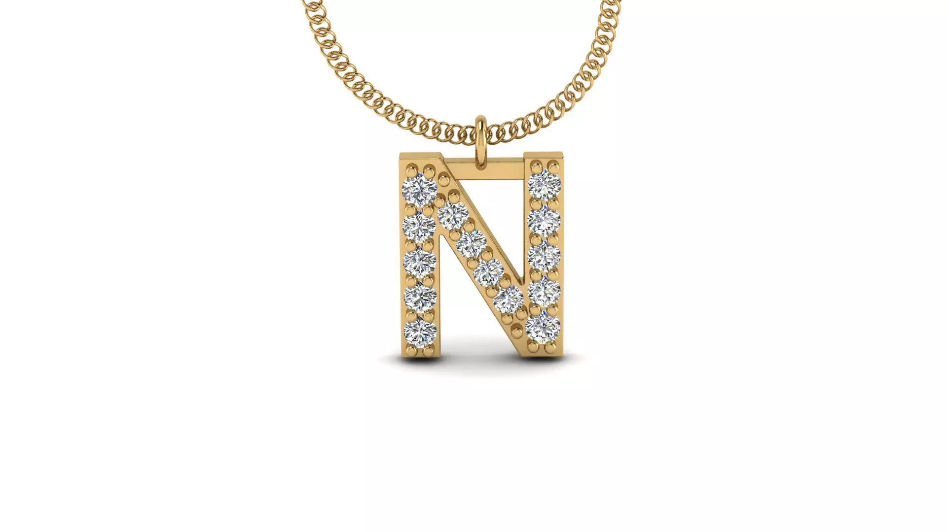 Diamond Alphabet Pendant N 3D print model_0