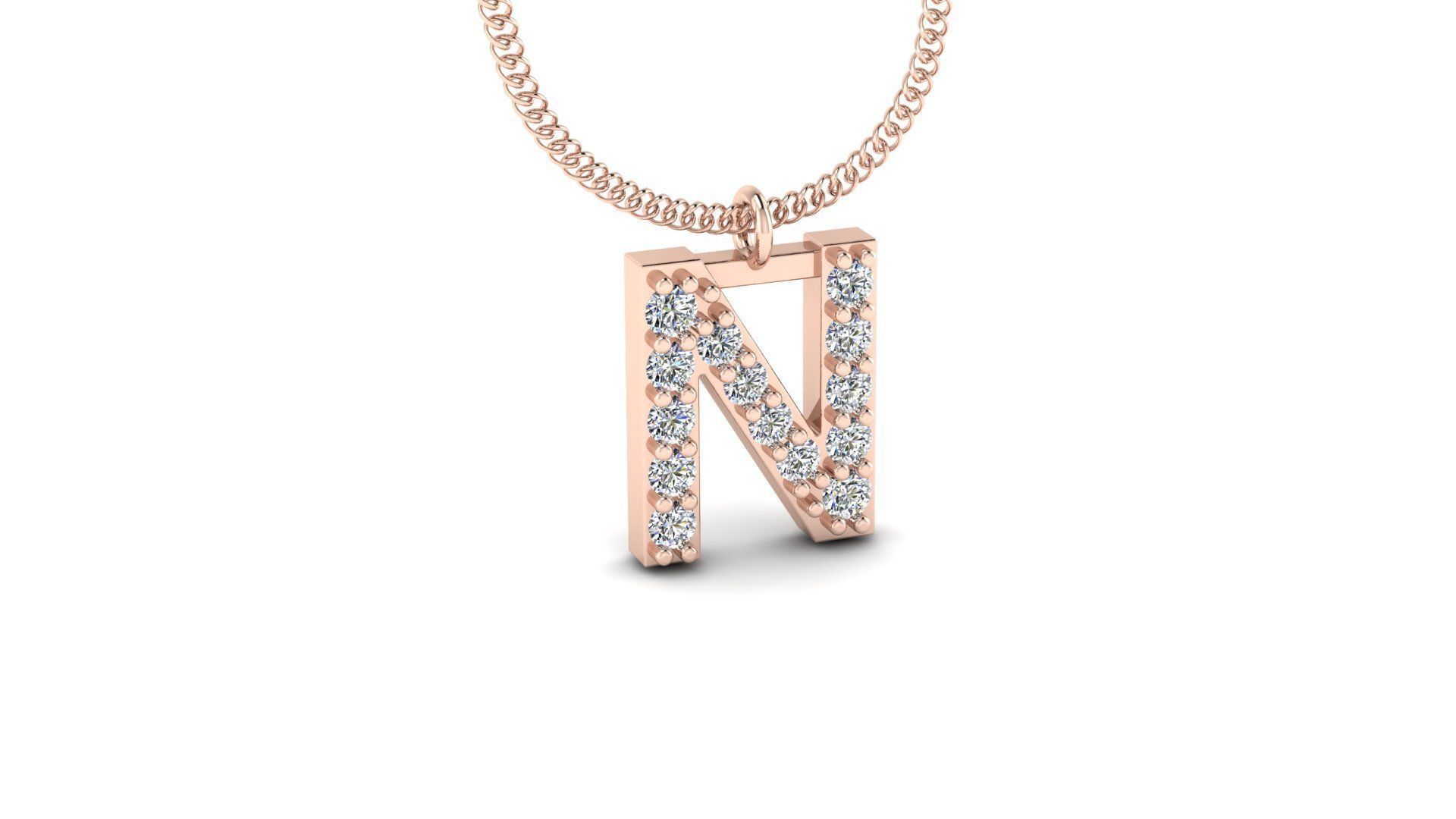 Diamond Alphabet Pendant N 3D print model_3