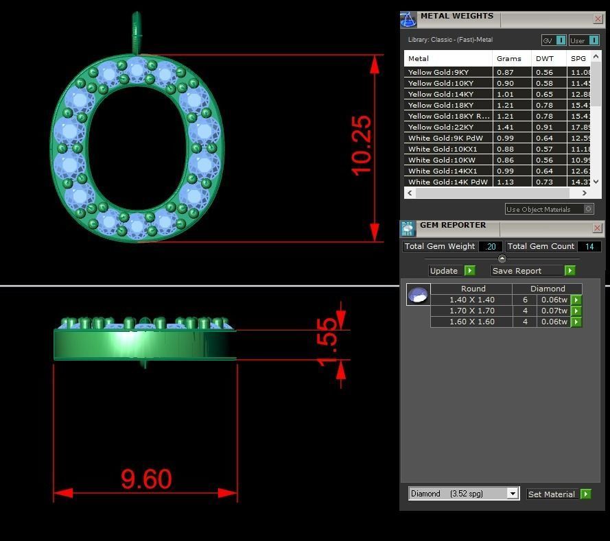 Diamond Alphabet Pendant O 3D print model_9