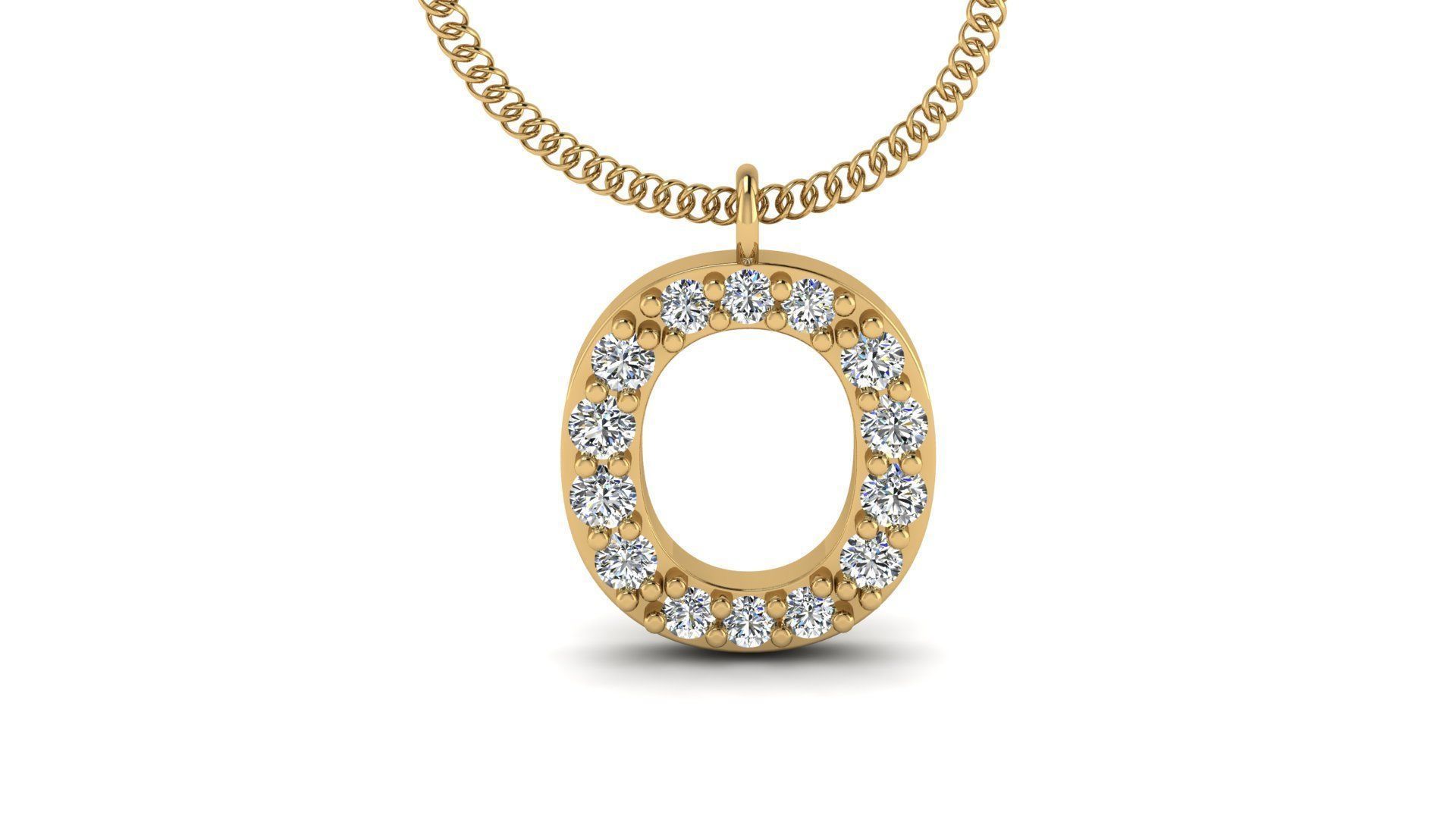 Diamond Alphabet Pendant O 3D print model_16