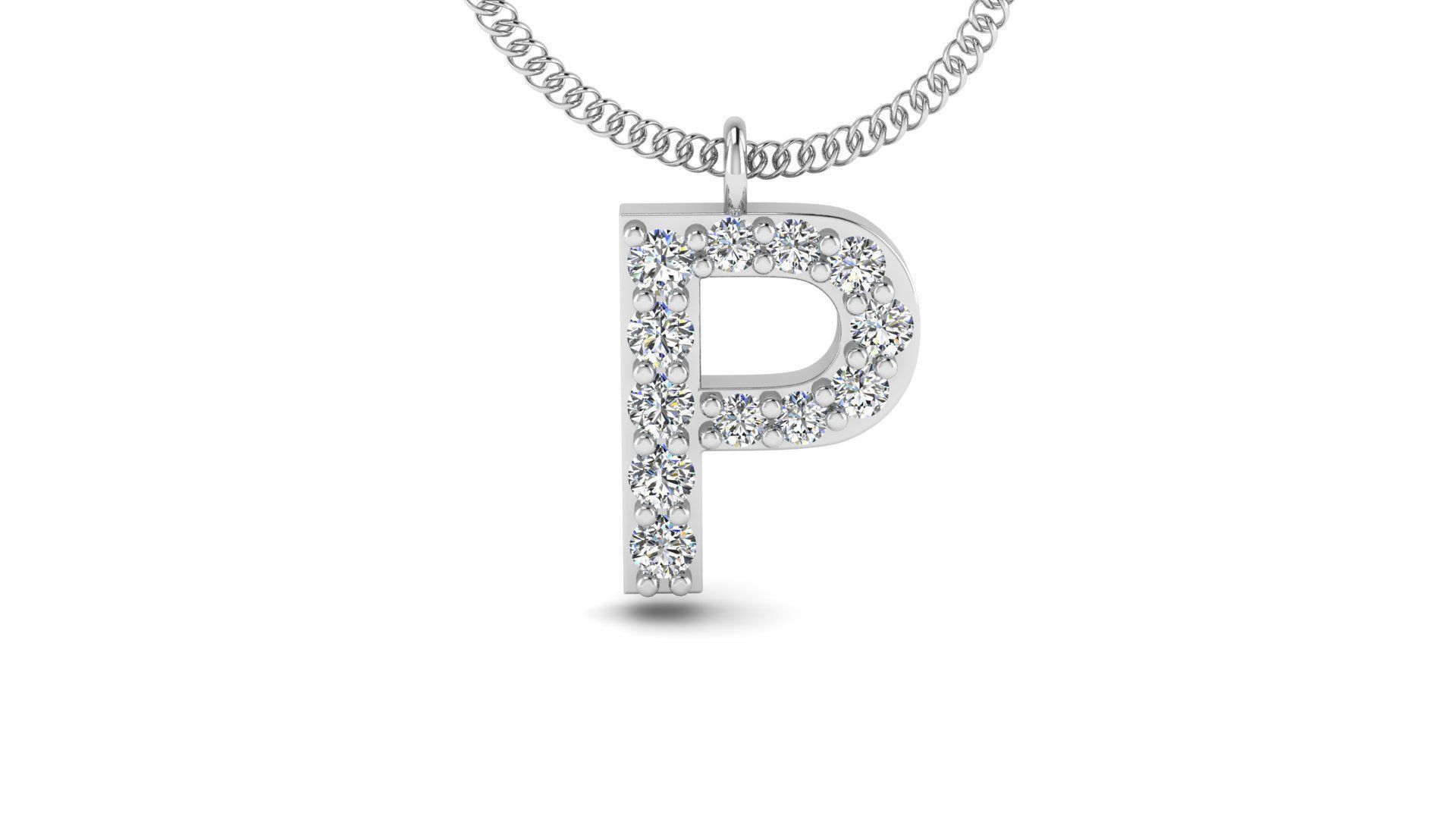 Diamond Alphabet Pendant P 3D print model_14