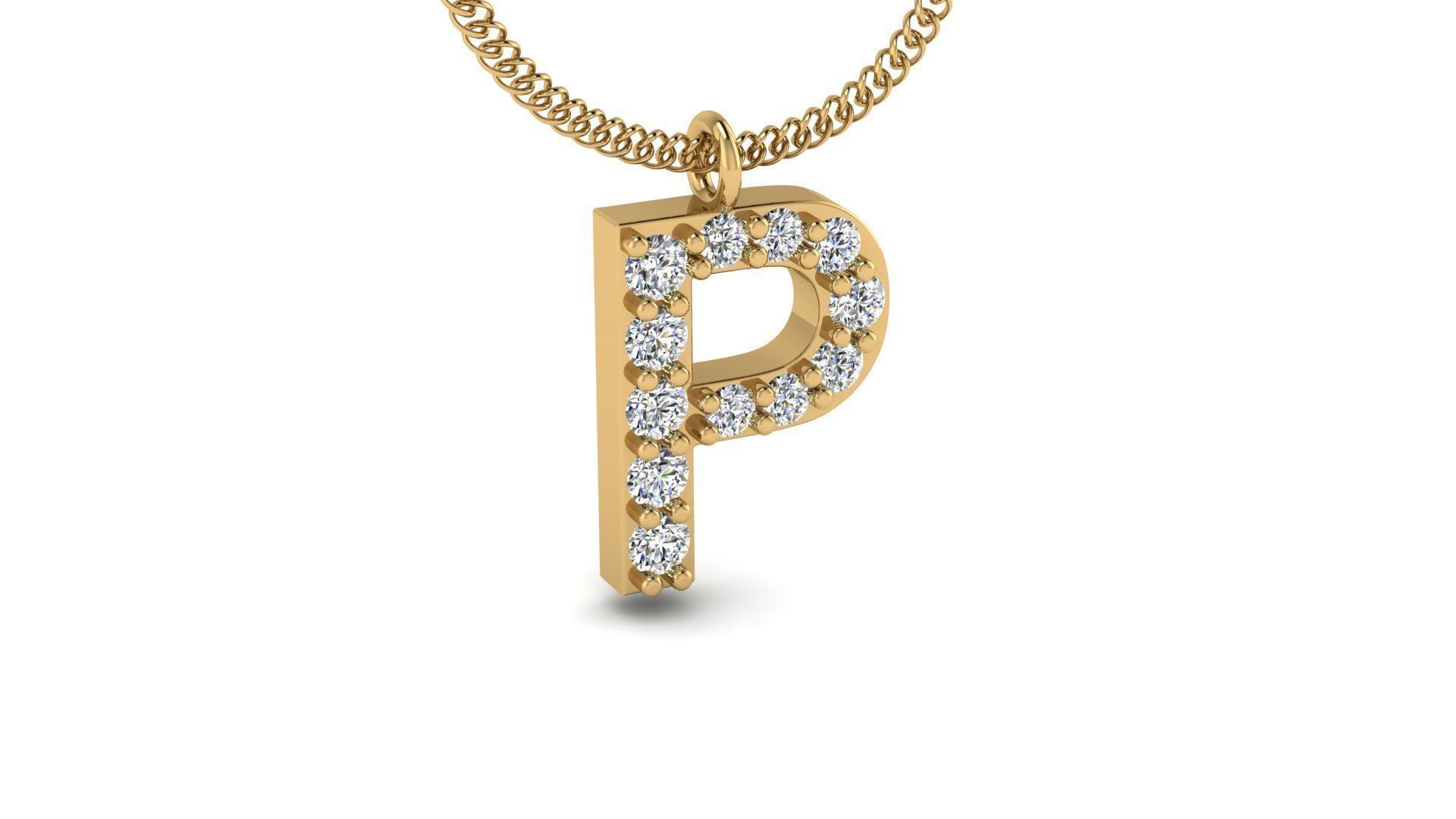 Diamond Alphabet Pendant P 3D print model_18