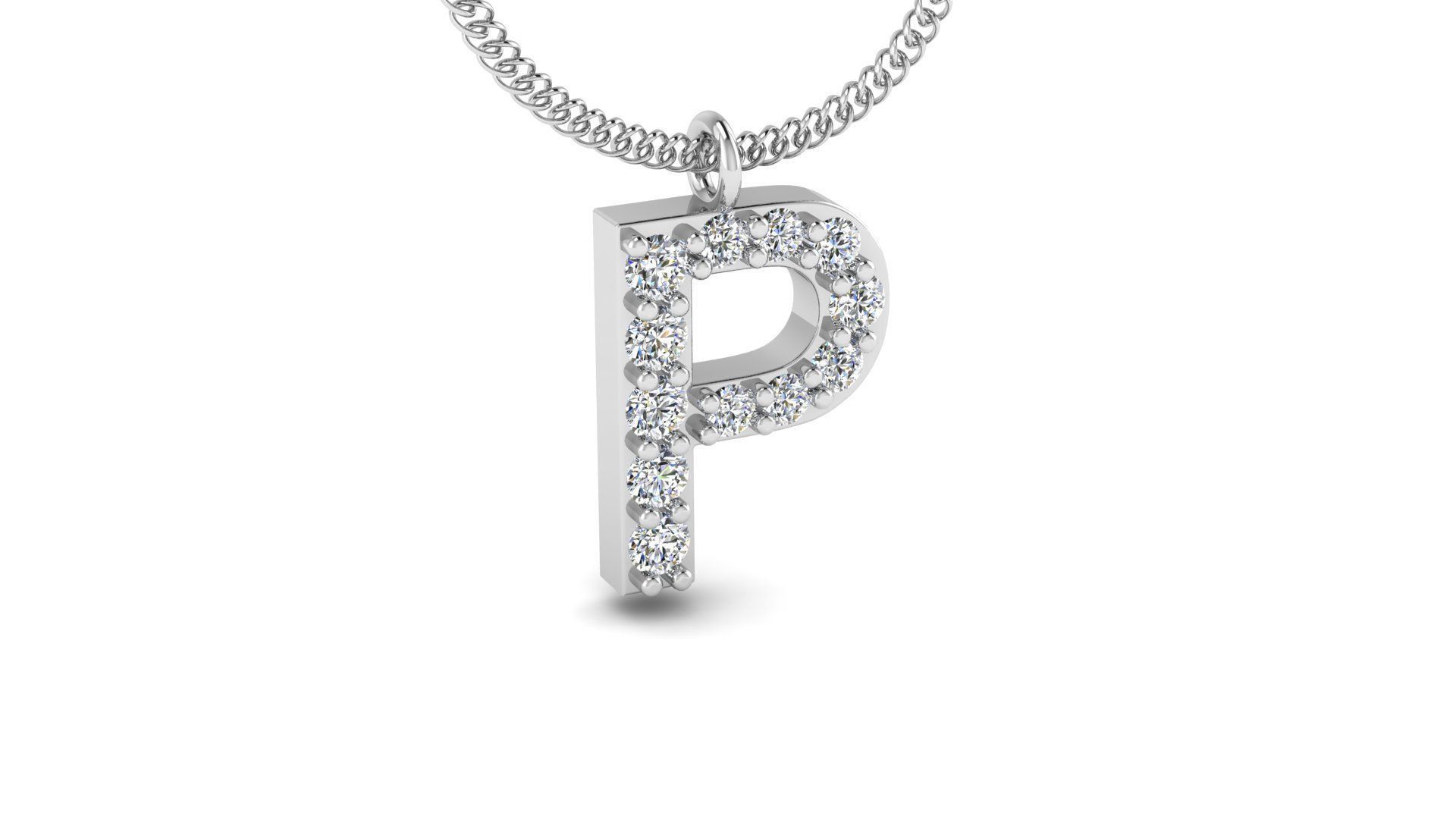 Diamond Alphabet Pendant P 3D print model_12