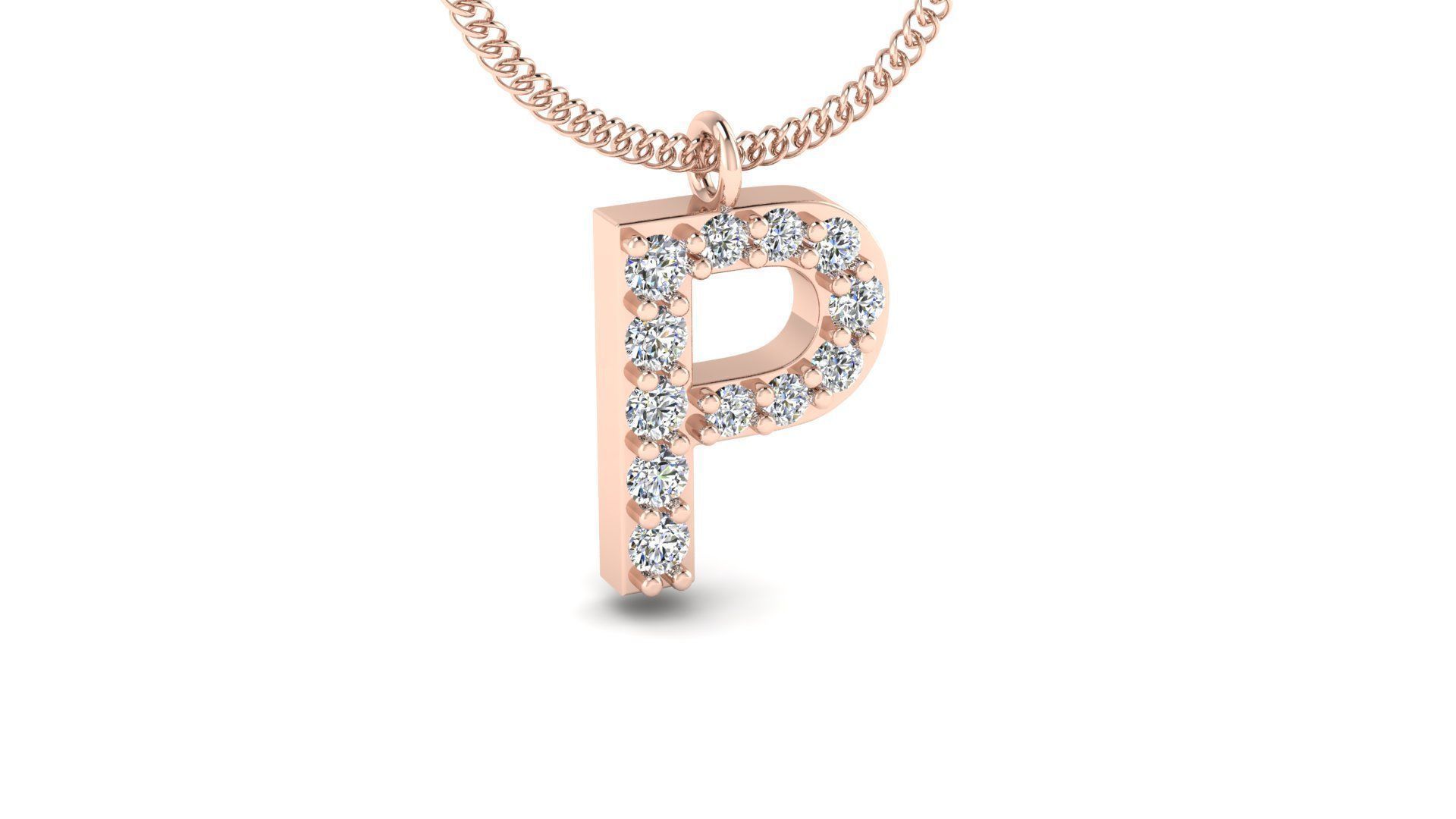 Diamond Alphabet Pendant P 3D print model_5
