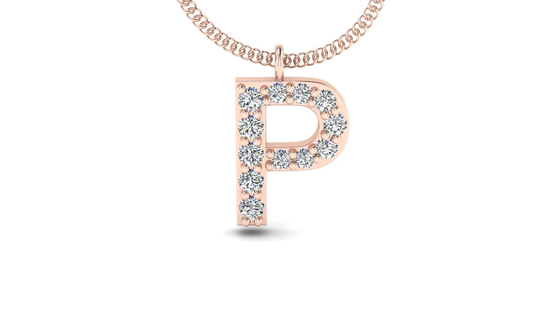 Diamond Alphabet Pendant P 3D print model_8