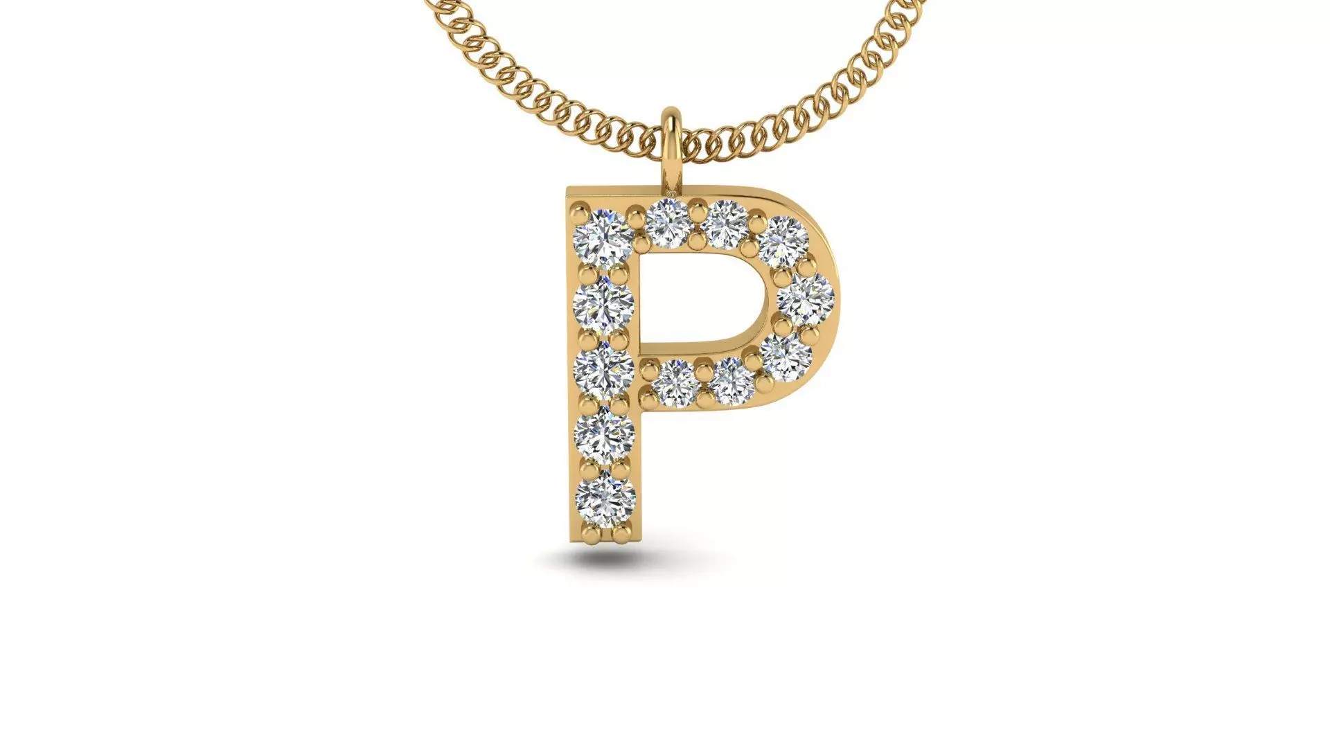 Diamond Alphabet Pendant P 3D print model_0
