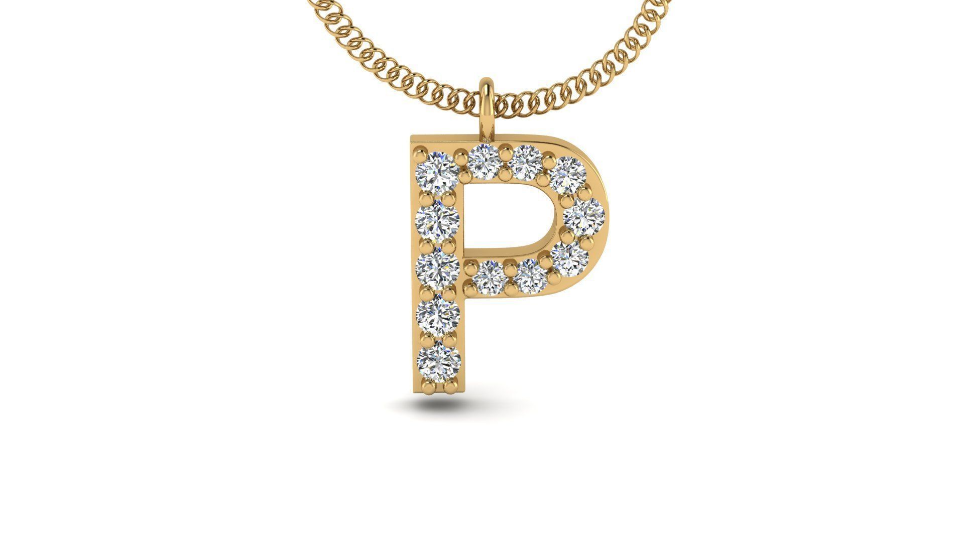 Diamond Alphabet Pendant P 3D print model_20