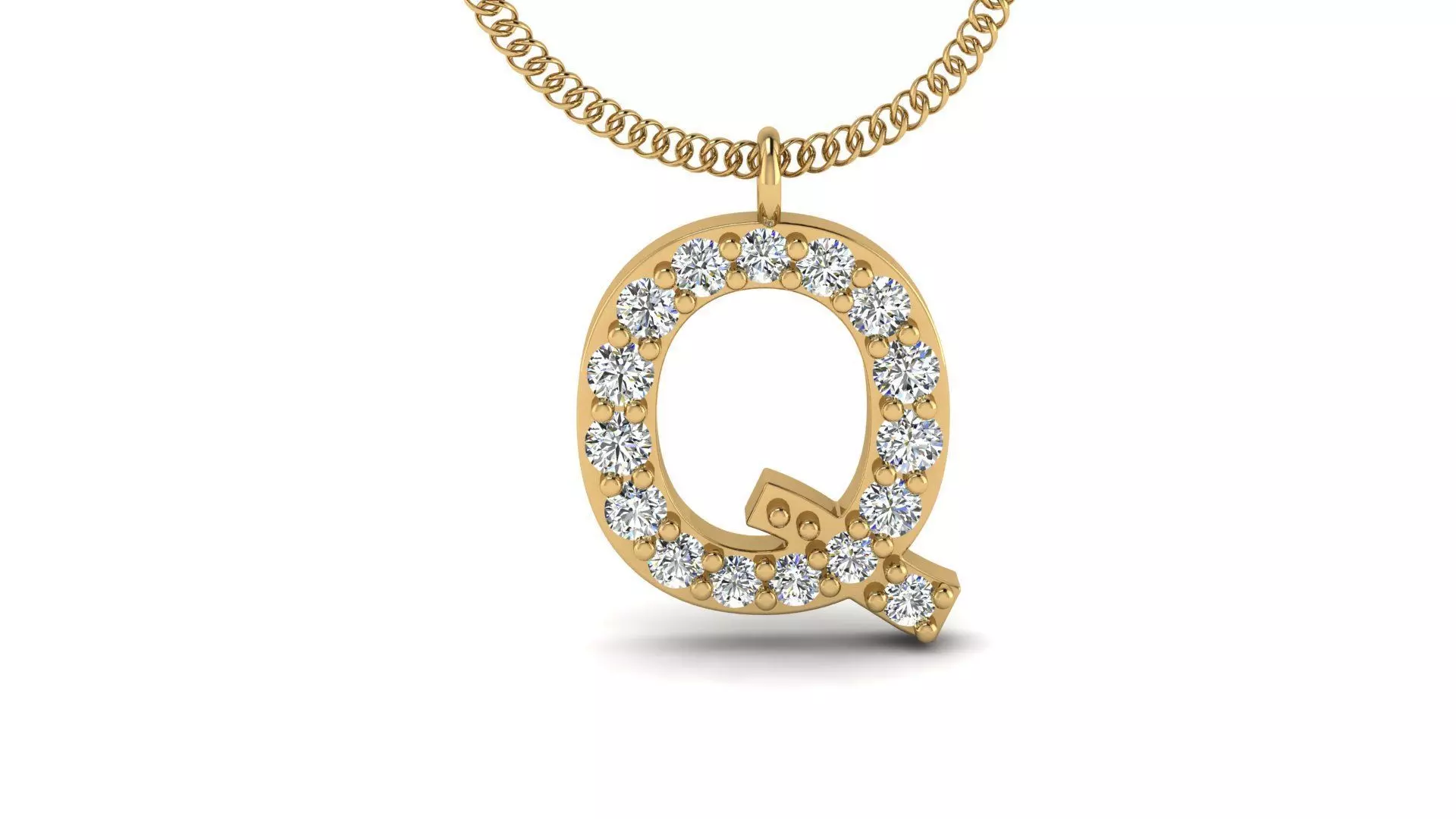 Diamond Alphabet Pendant Q 3D print model_0