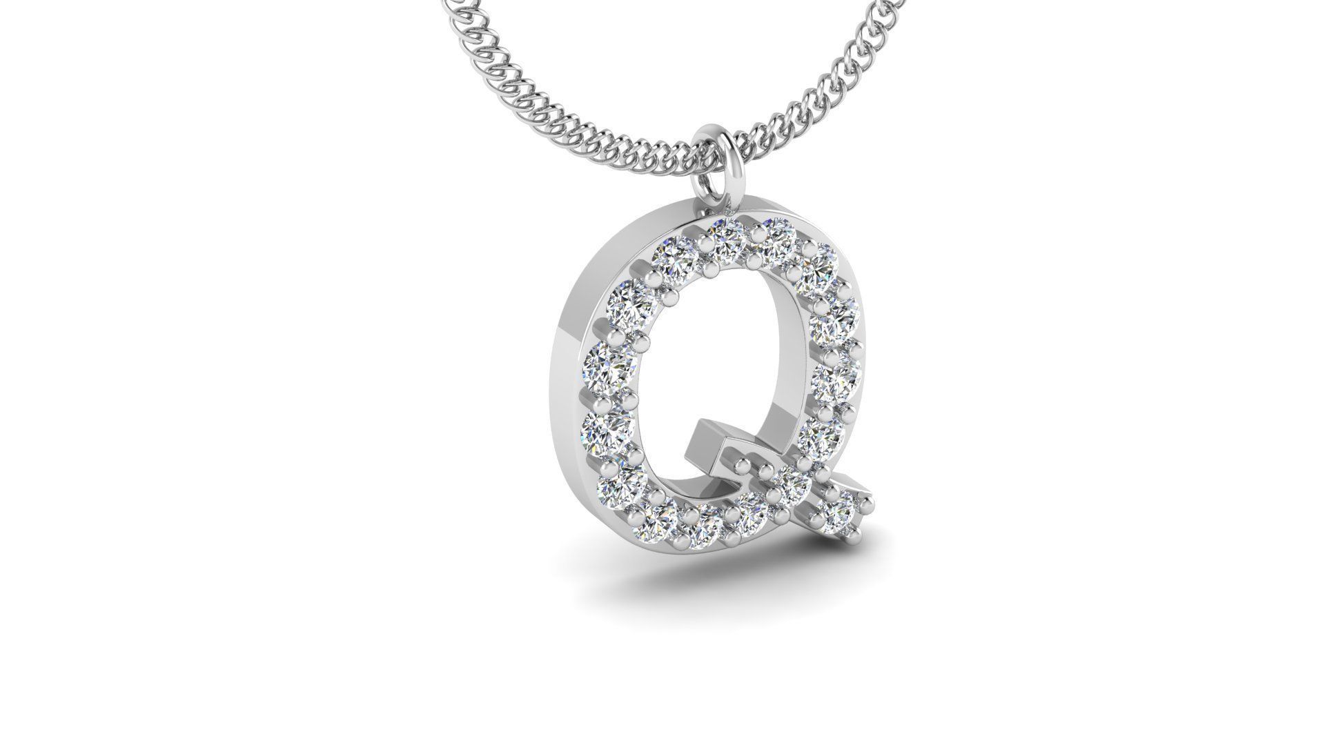 Diamond Alphabet Pendant Q 3D print model_12