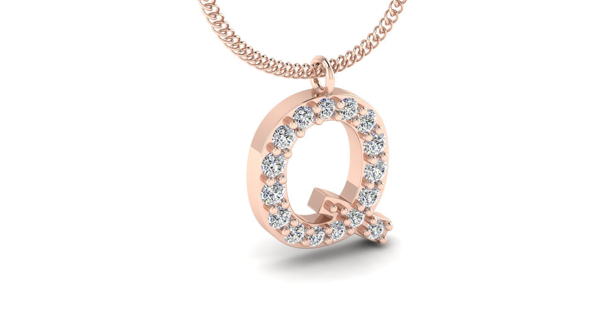 Diamond Alphabet Pendant Q 3D print model_5