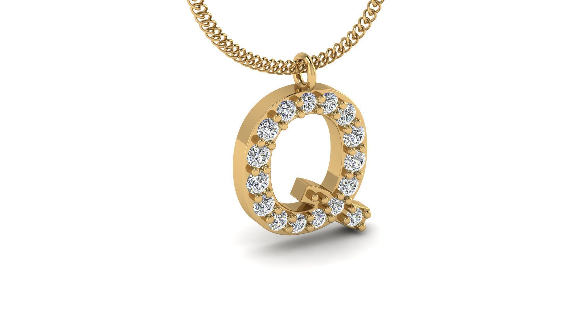 Diamond Alphabet Pendant Q 3D print model_17