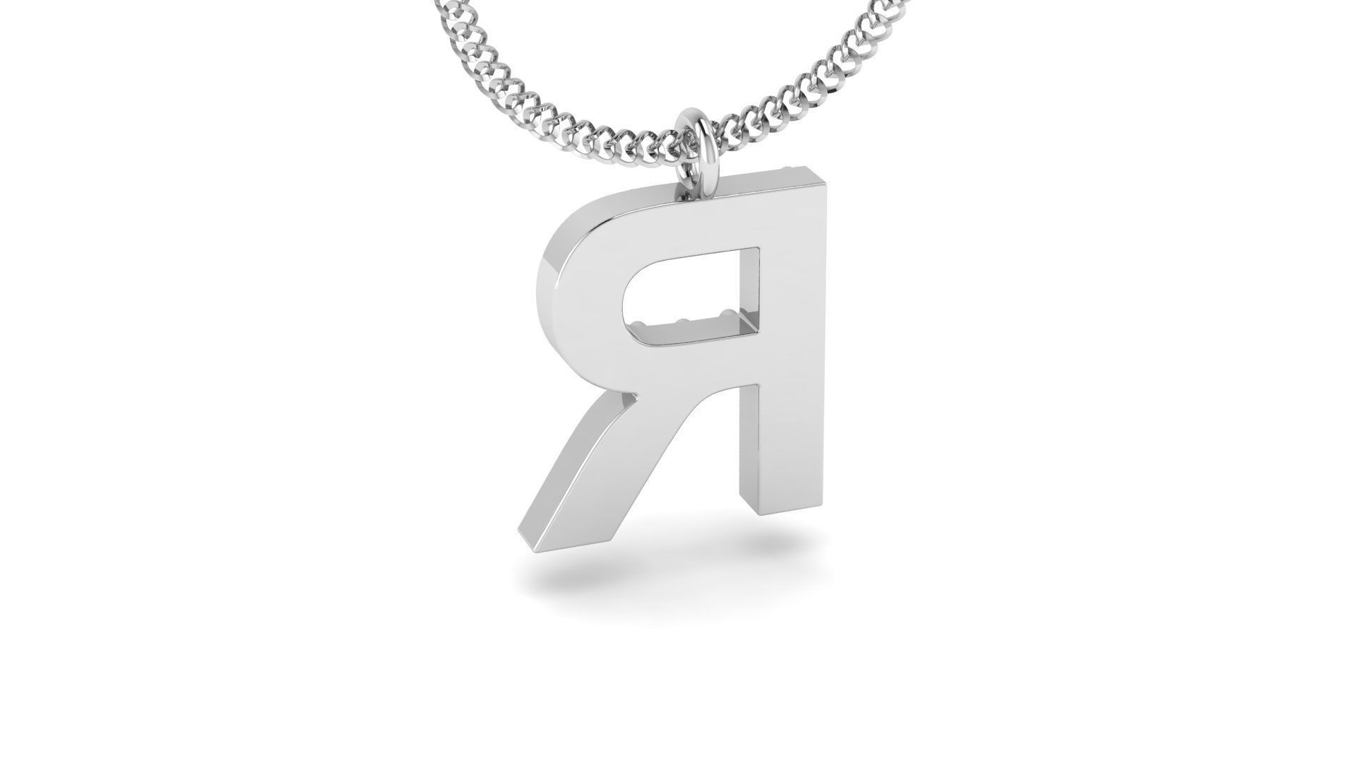 Diamond Alphabet Pendant R 3D print model_15