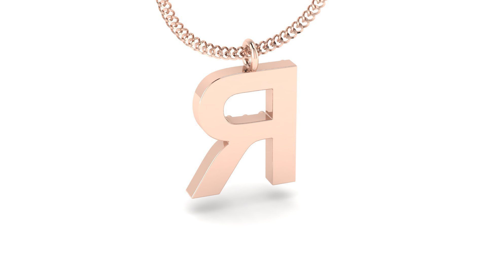 Diamond Alphabet Pendant R 3D print model_7