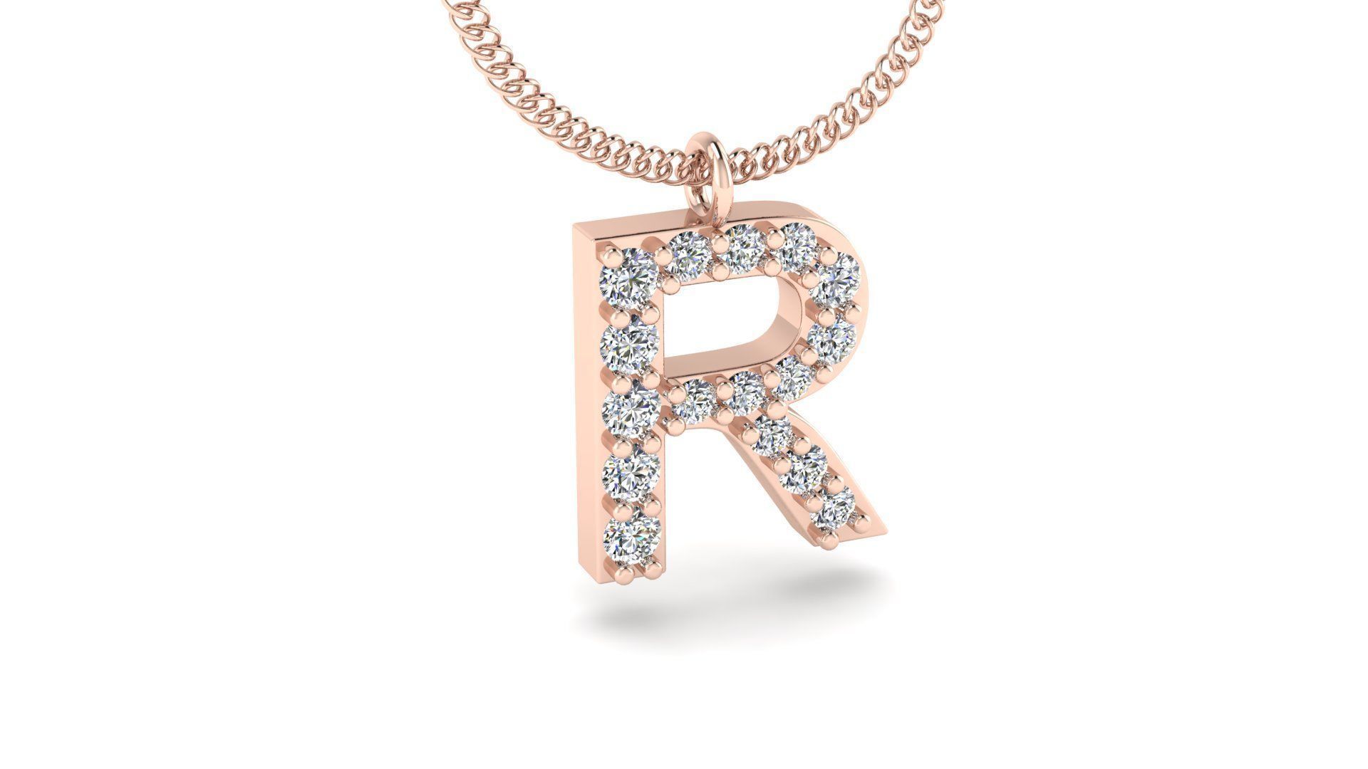 Diamond Alphabet Pendant R 3D print model_18