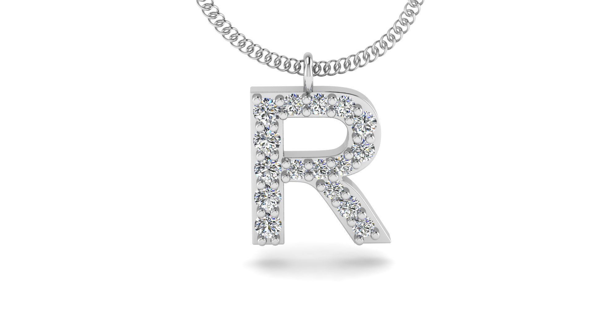 Diamond Alphabet Pendant R 3D print model_10