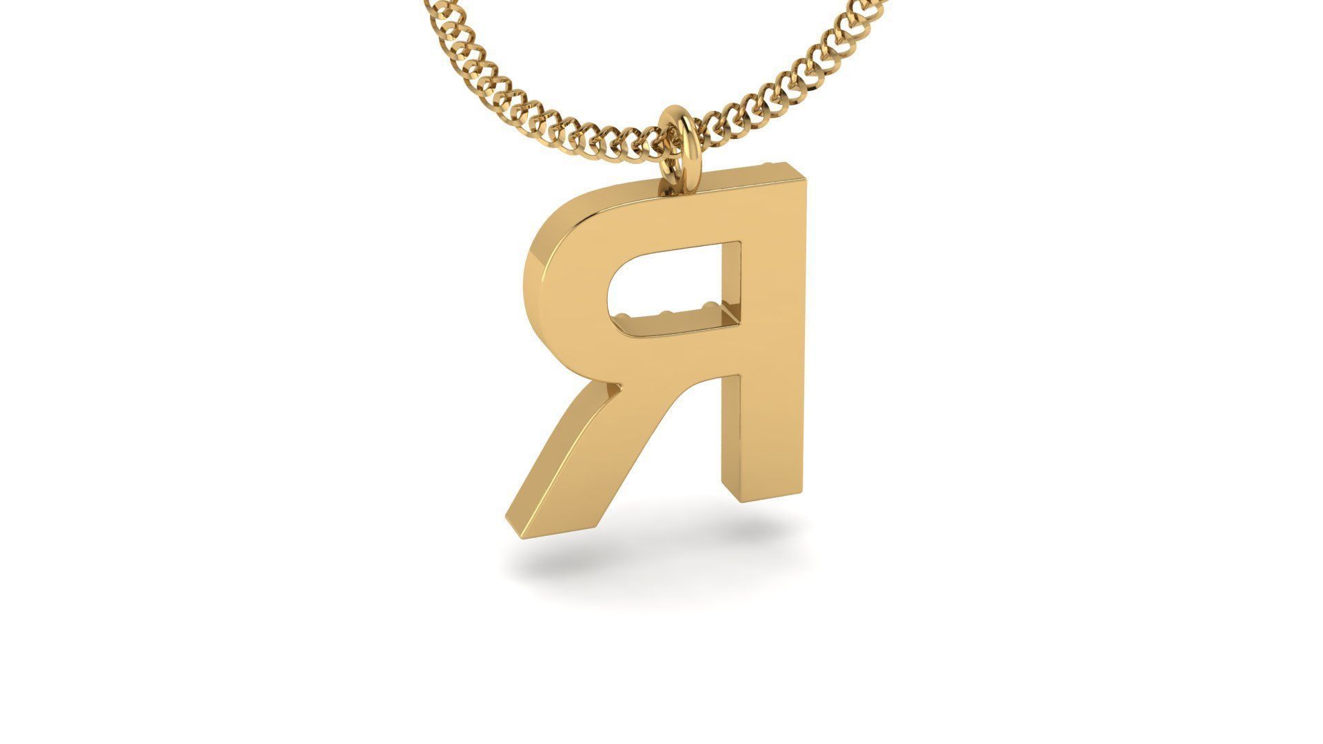 Diamond Alphabet Pendant R 3D print model_20