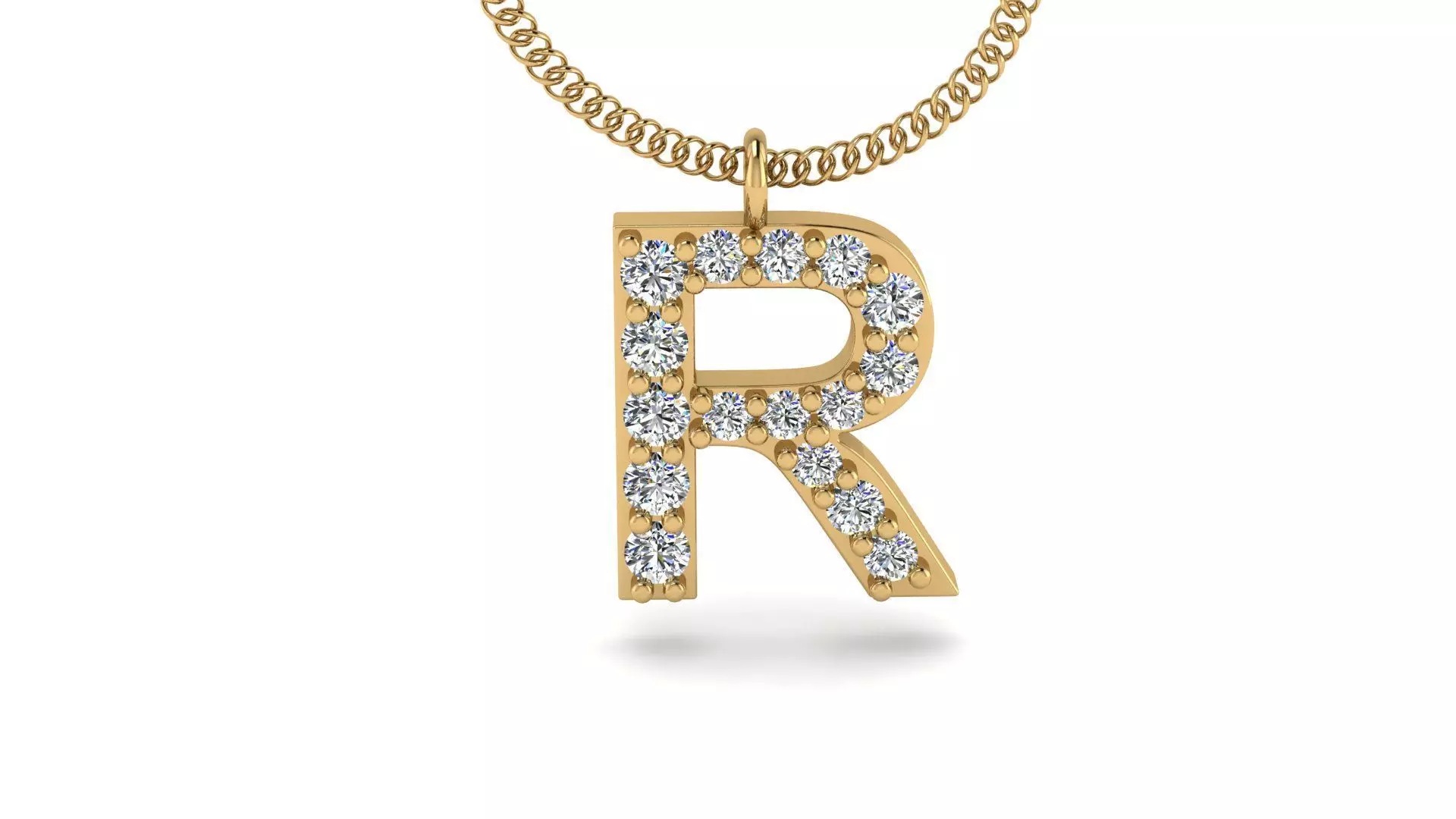 Diamond Alphabet Pendant R 3D print model_0
