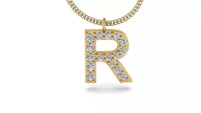 Diamond Alphabet Pendant R 3D print model