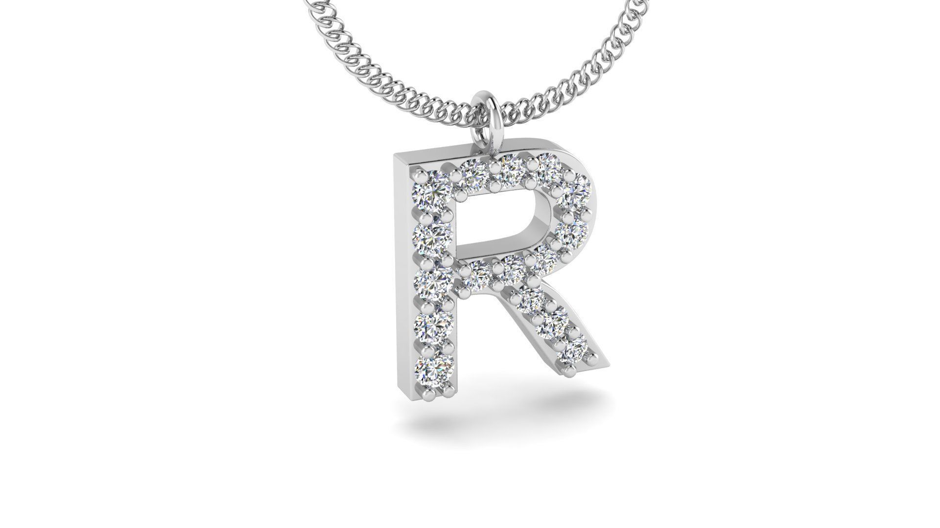 Diamond Alphabet Pendant R 3D print model_12