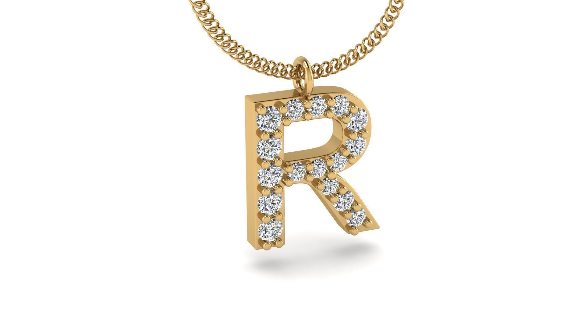 Diamond Alphabet Pendant R 3D print model_6