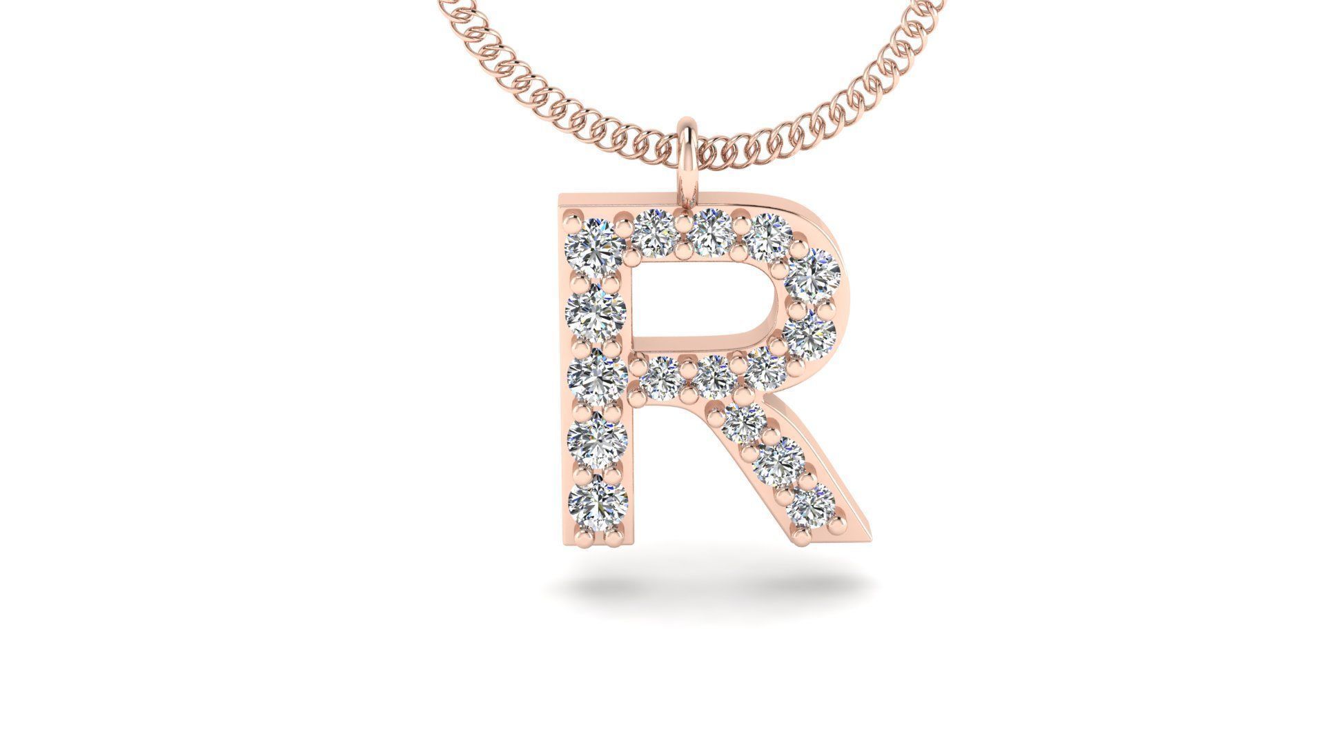 Diamond Alphabet Pendant R 3D print model_4