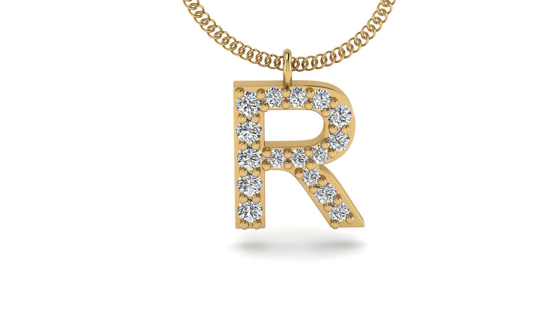 Diamond Alphabet Pendant R 3D print model_16