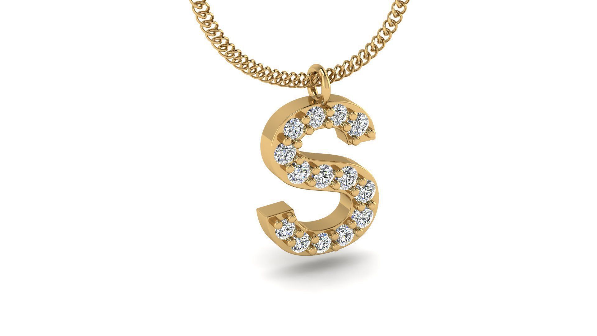 Diamond Alphabet Pendant S 3D print model_18