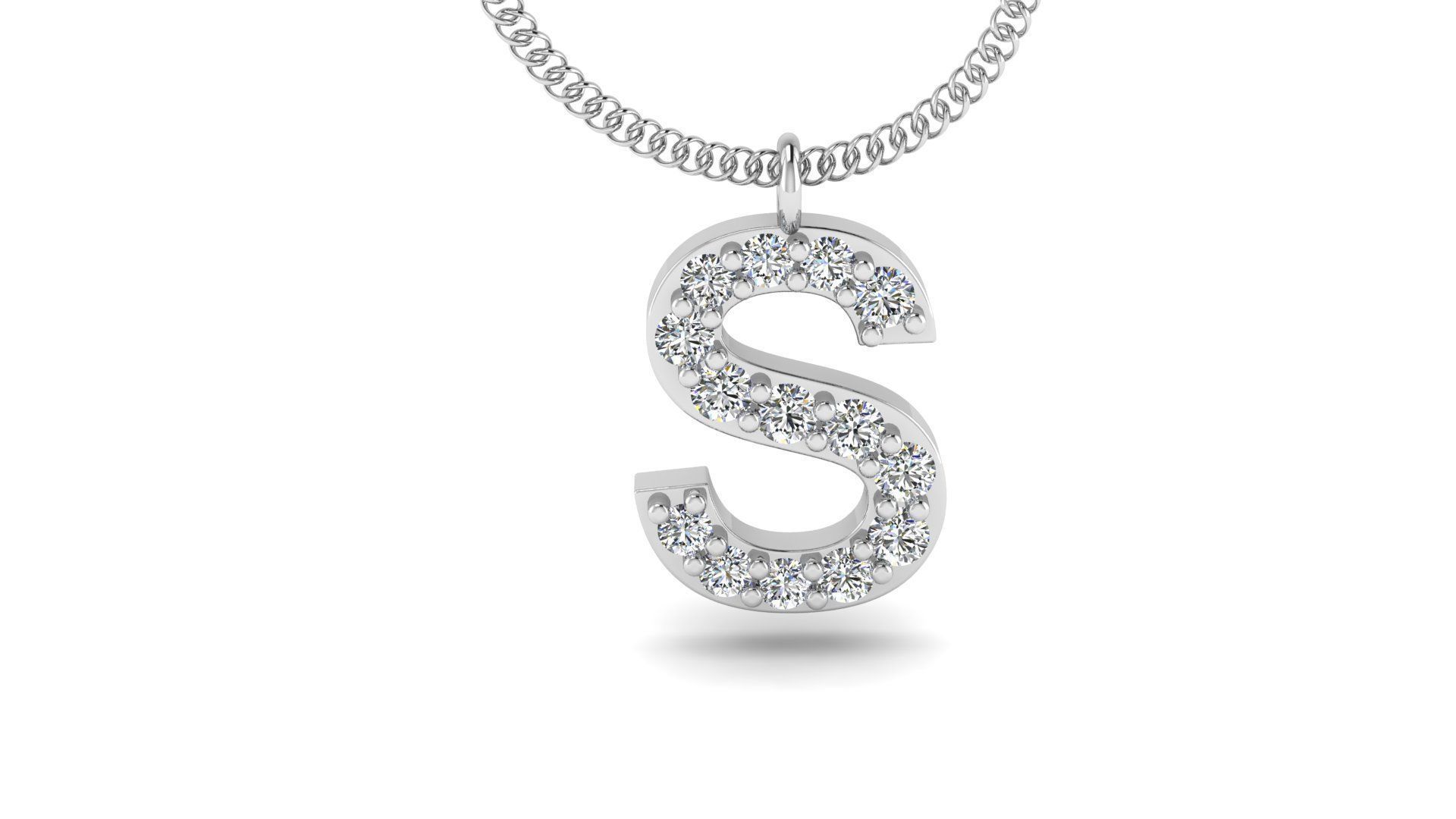 Diamond Alphabet Pendant S 3D print model_10
