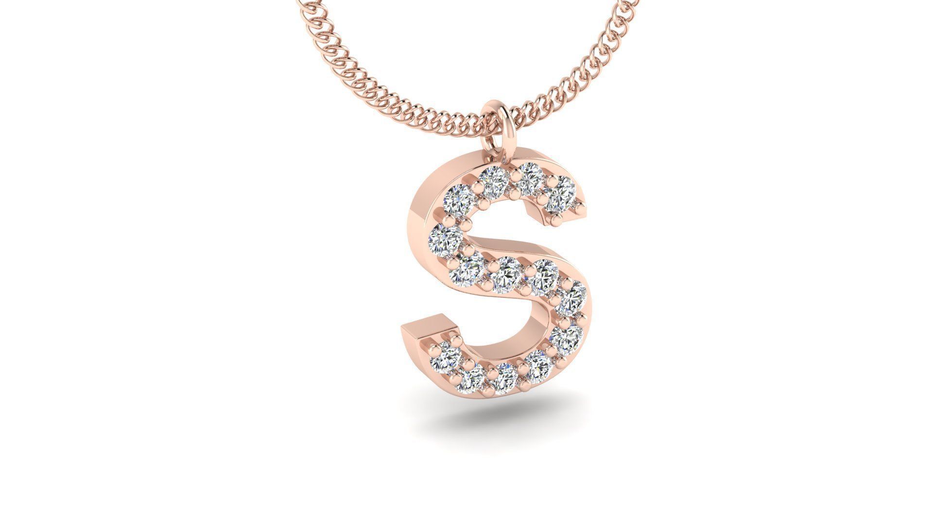 Diamond Alphabet Pendant S 3D print model_3