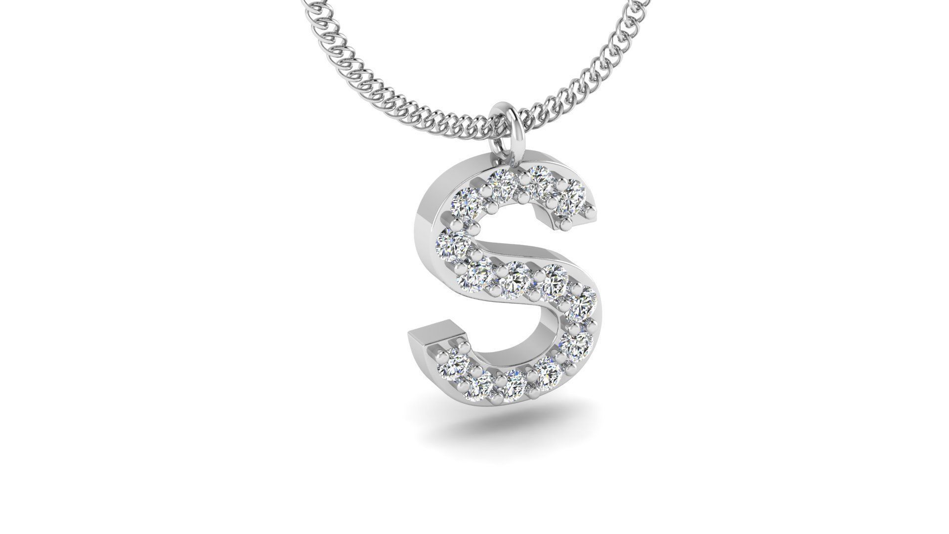 Diamond Alphabet Pendant S 3D print model_12