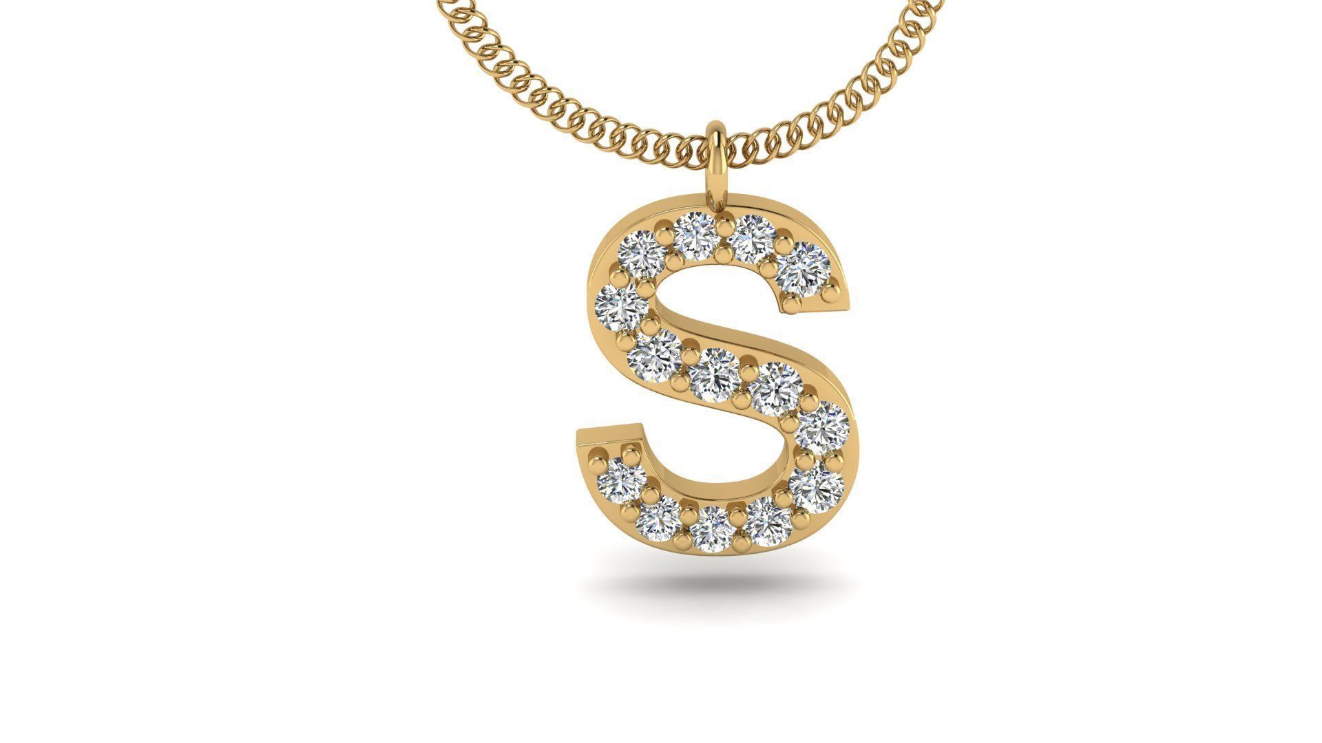 Diamond Alphabet Pendant S 3D print model_16