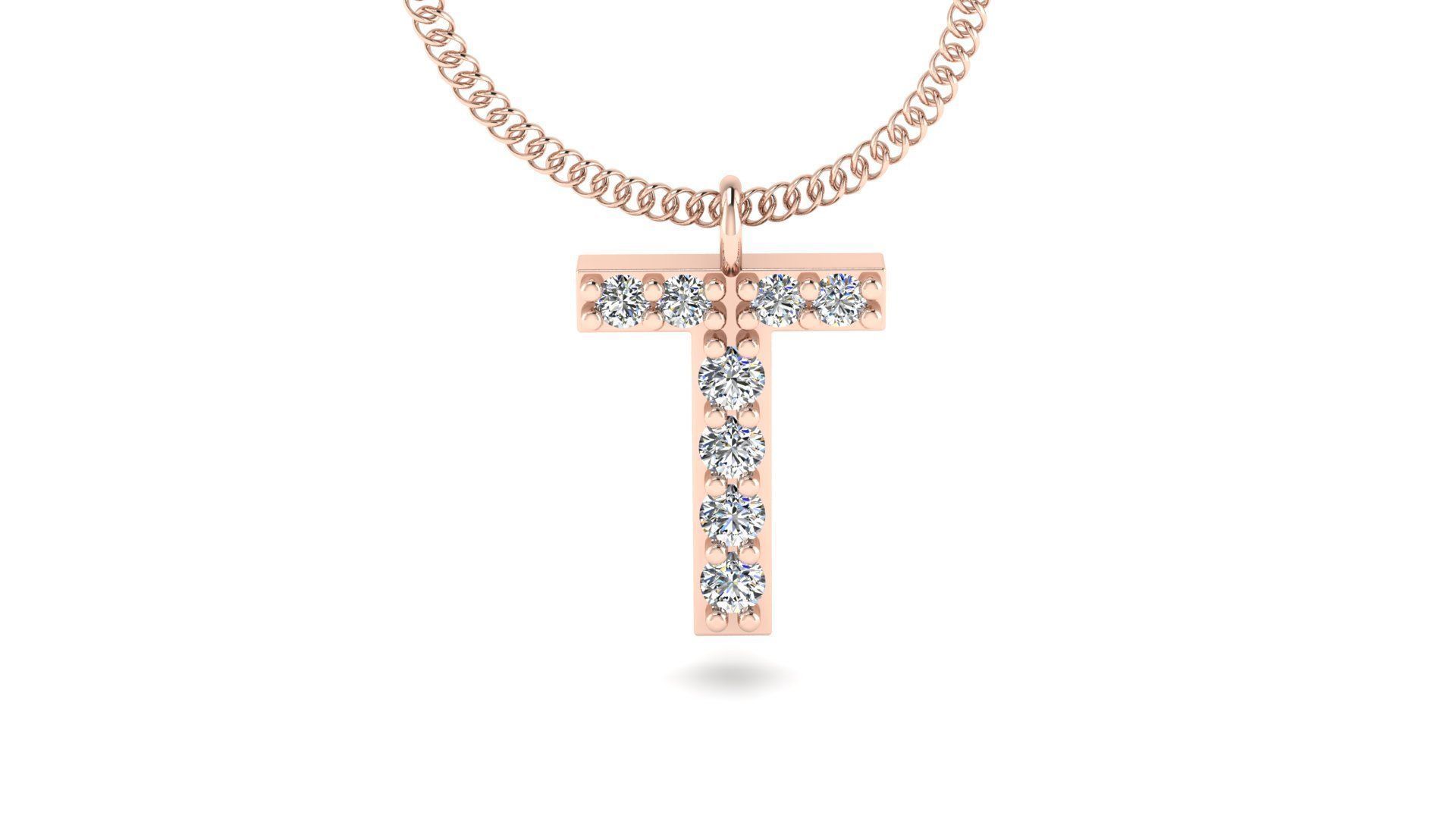 Diamond Alphabet Pendant T 3D print model_3