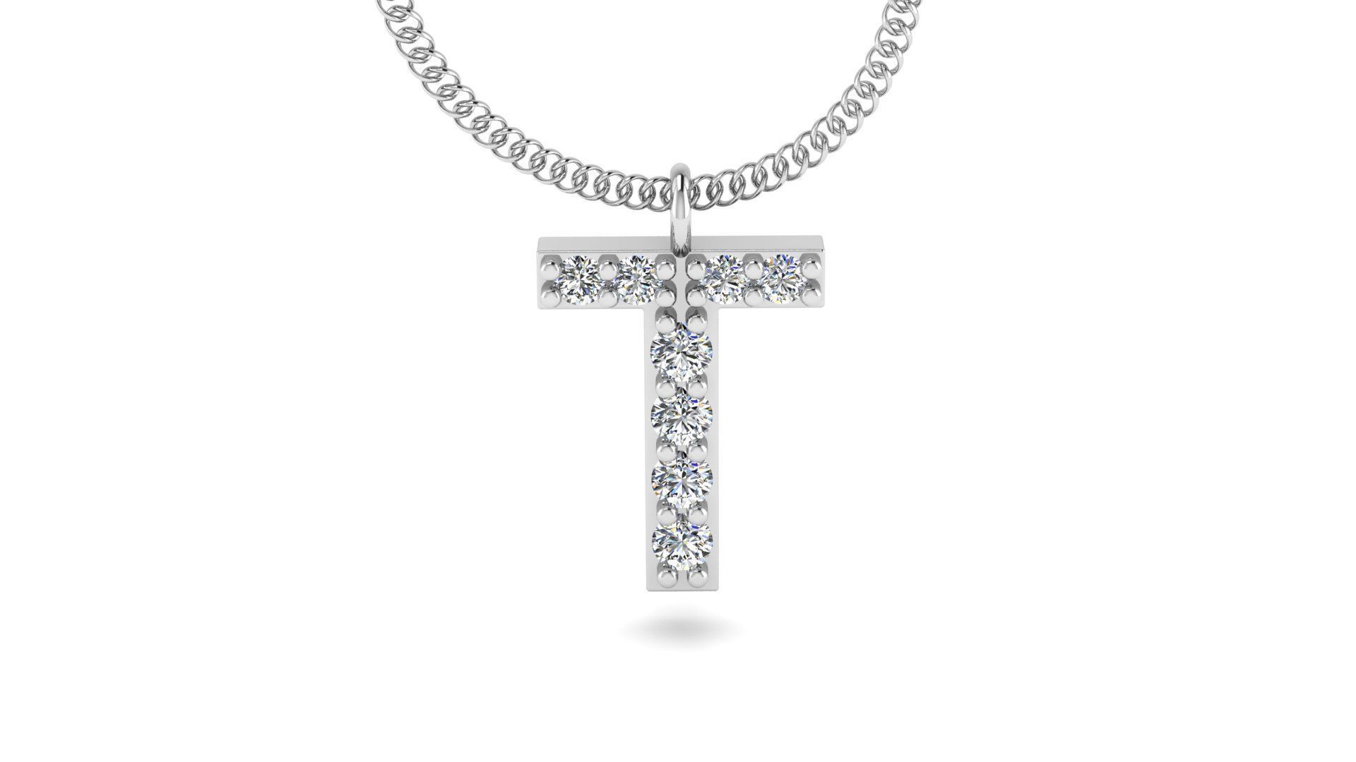 Diamond Alphabet Pendant T 3D print model_9