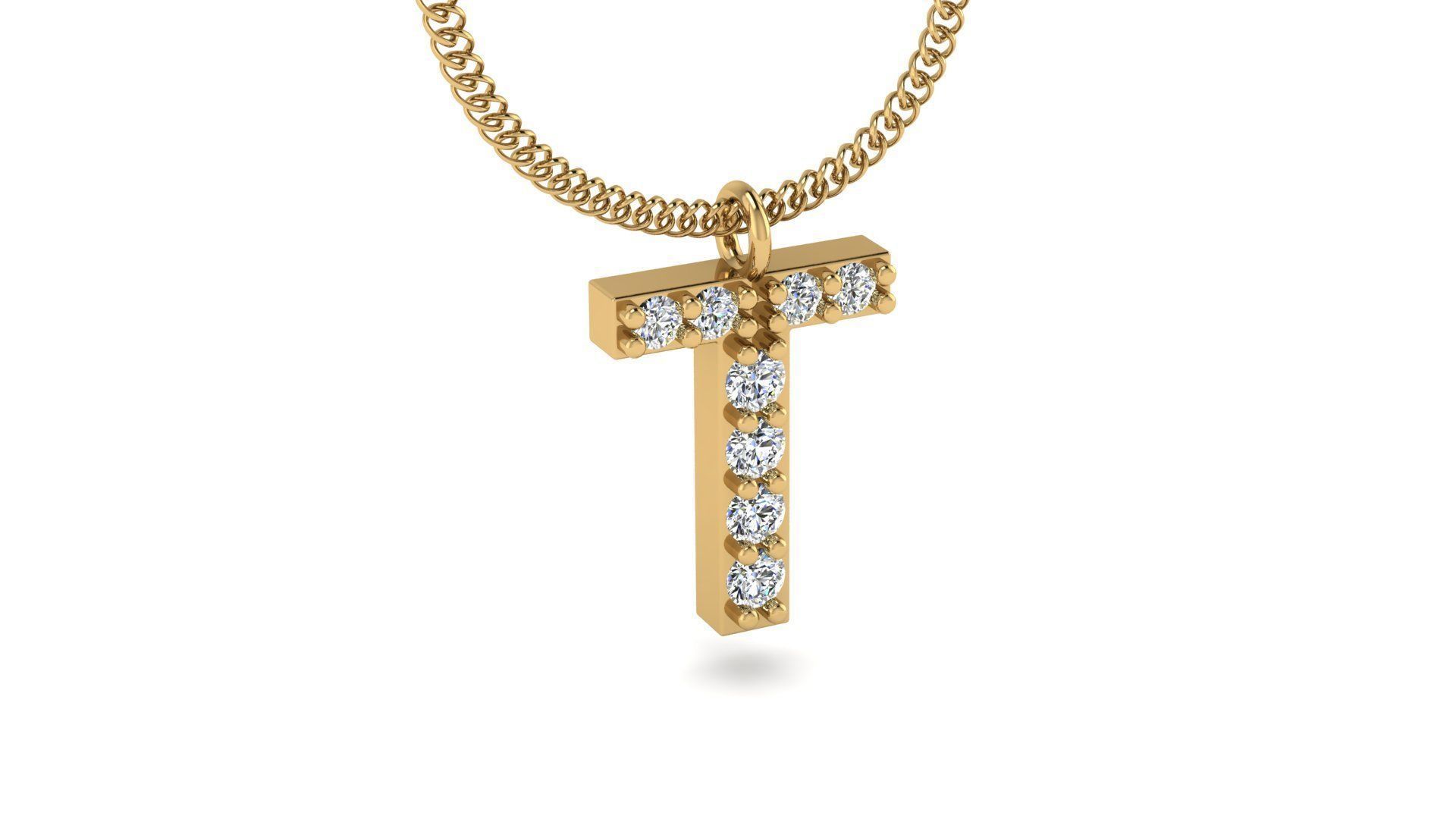 Diamond Alphabet Pendant T 3D print model_16