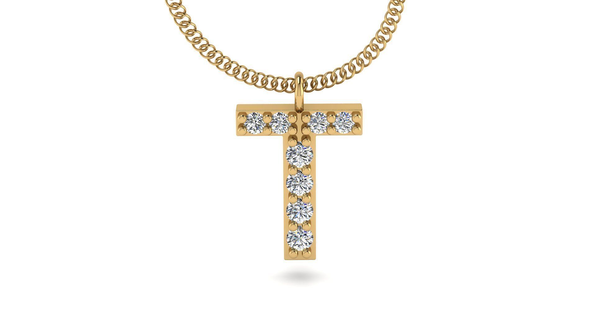 Diamond Alphabet Pendant T 3D print model_14
