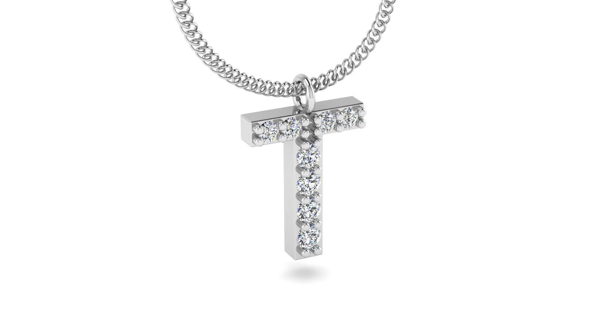 Diamond Alphabet Pendant T 3D print model_11
