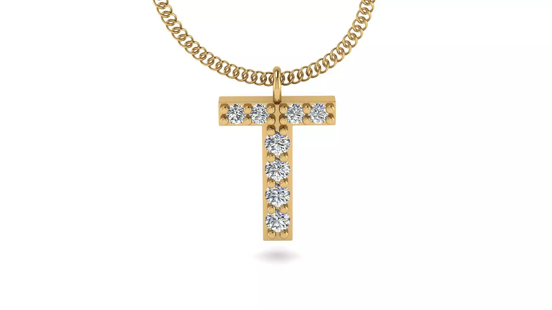 Diamond Alphabet Pendant T 3D print model_0