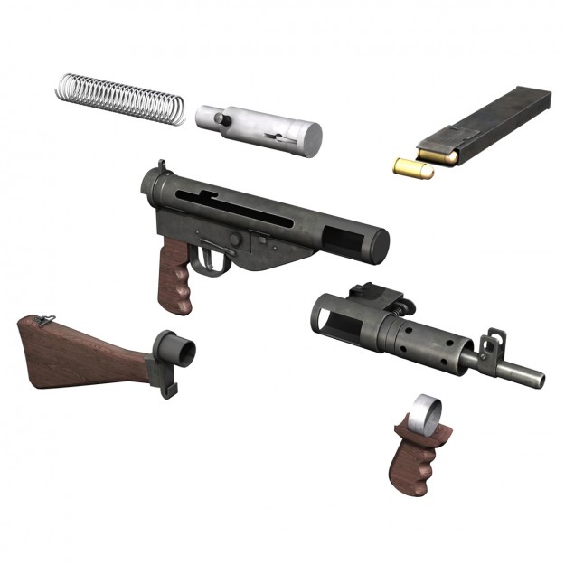 Sten MK V Submachine Gun 3D model_10