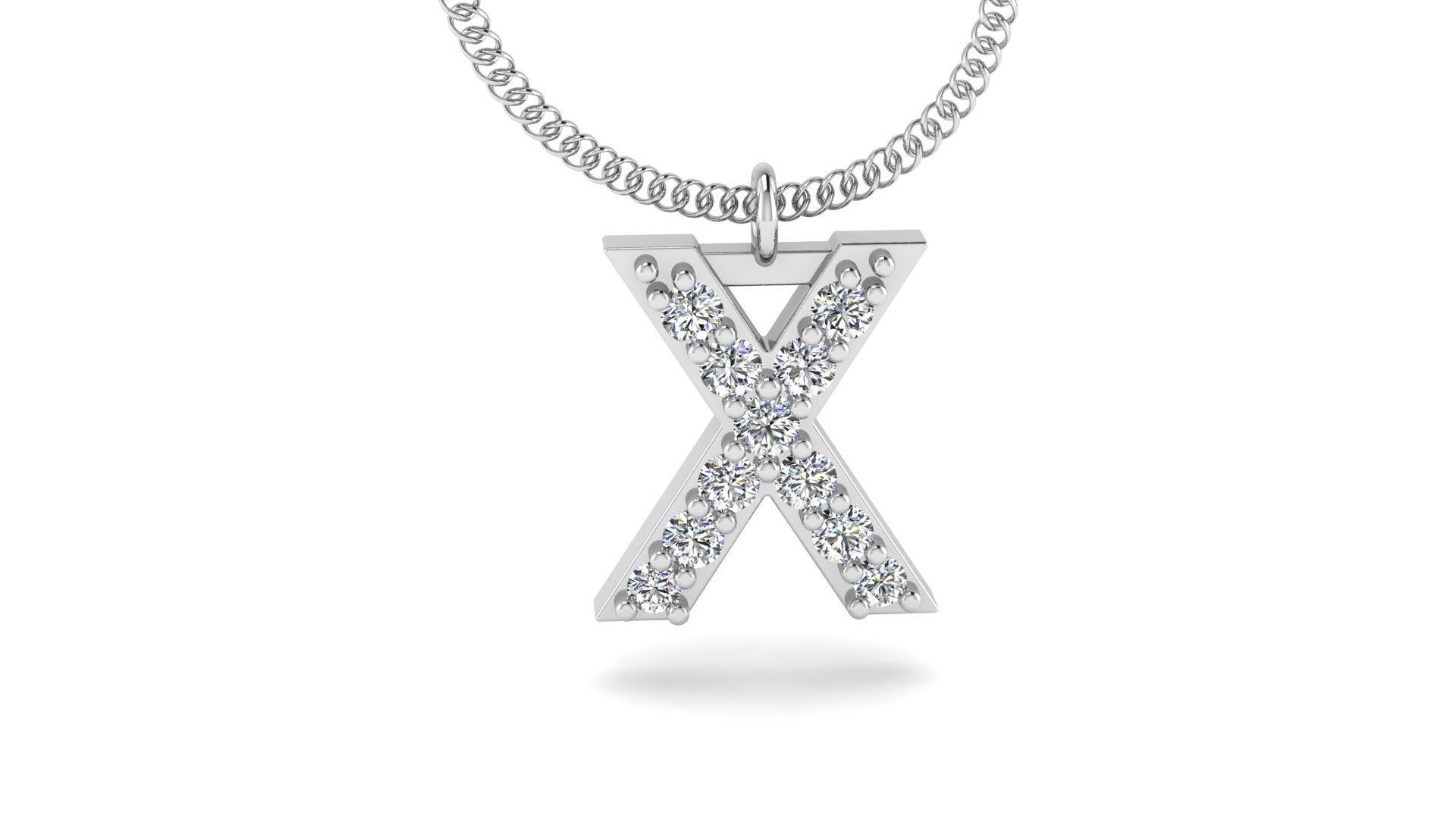 Diamond Alphabet Pendant X 3D print model_11