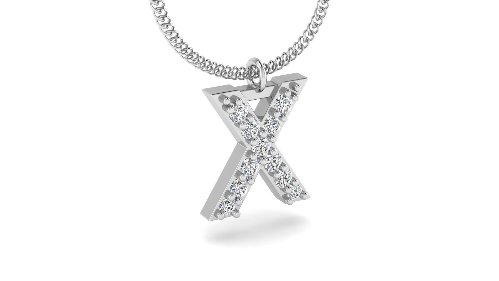 Diamond Alphabet Pendant X 3D print model_13