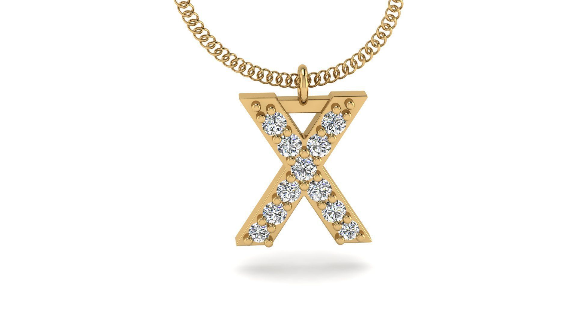 Diamond Alphabet Pendant X 3D print model_16