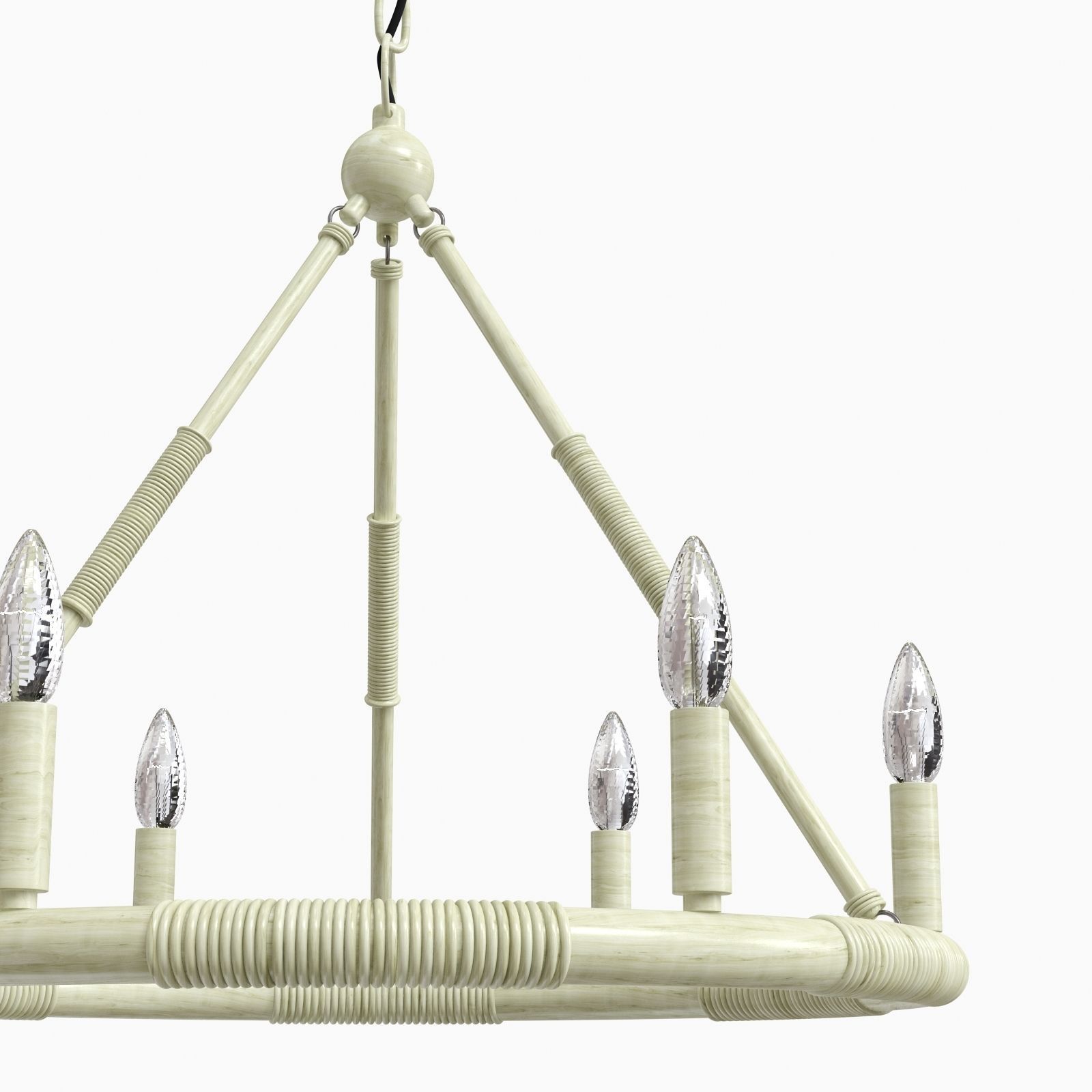 Round bamboo ceiling candles chandelier mansion style 3D model_8