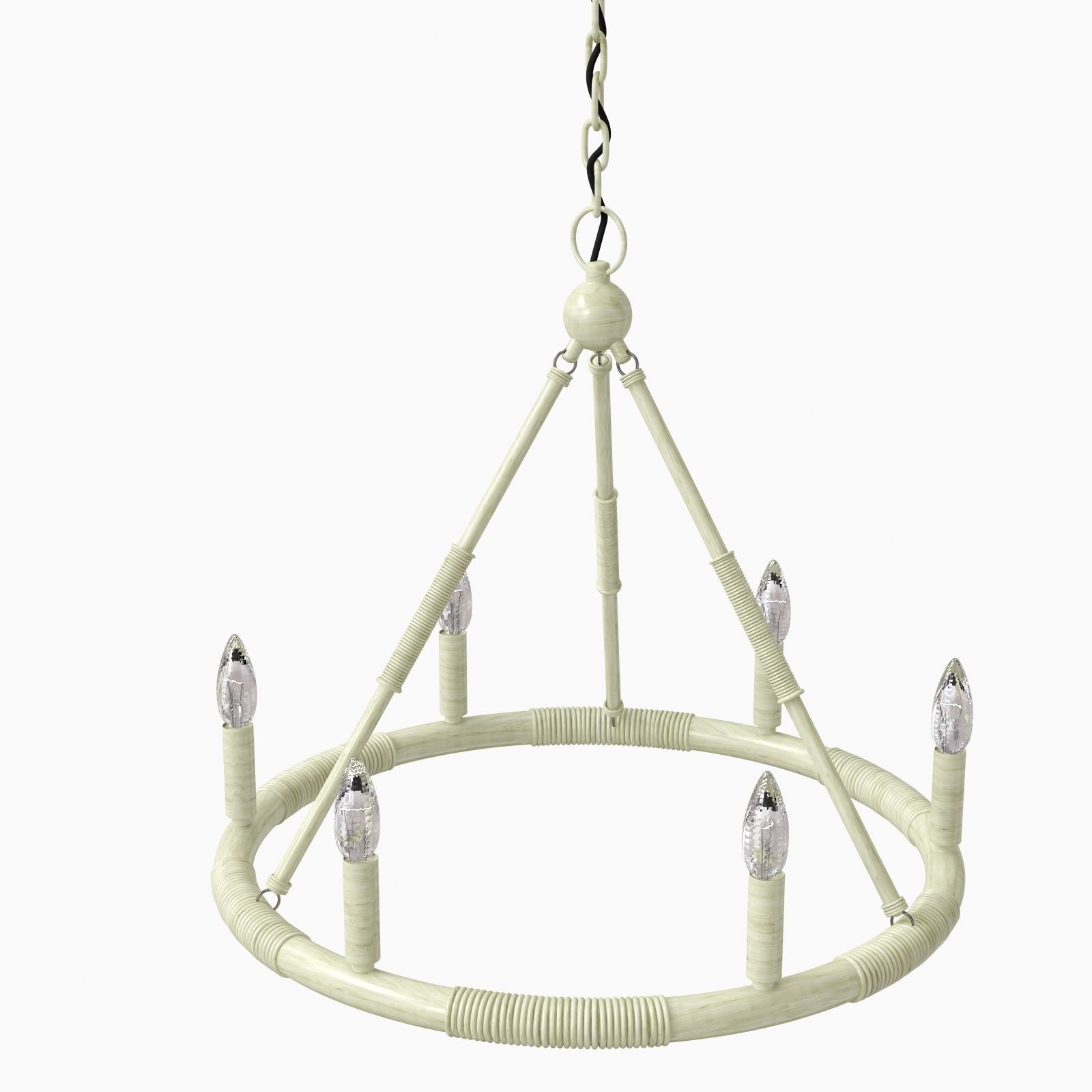 Round bamboo ceiling candles chandelier mansion style 3D model_5