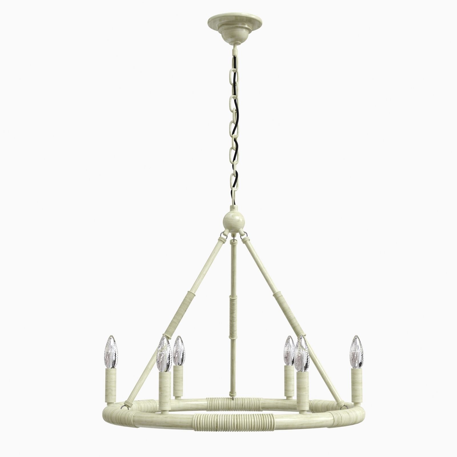 Round bamboo ceiling candles chandelier mansion style 3D model_1